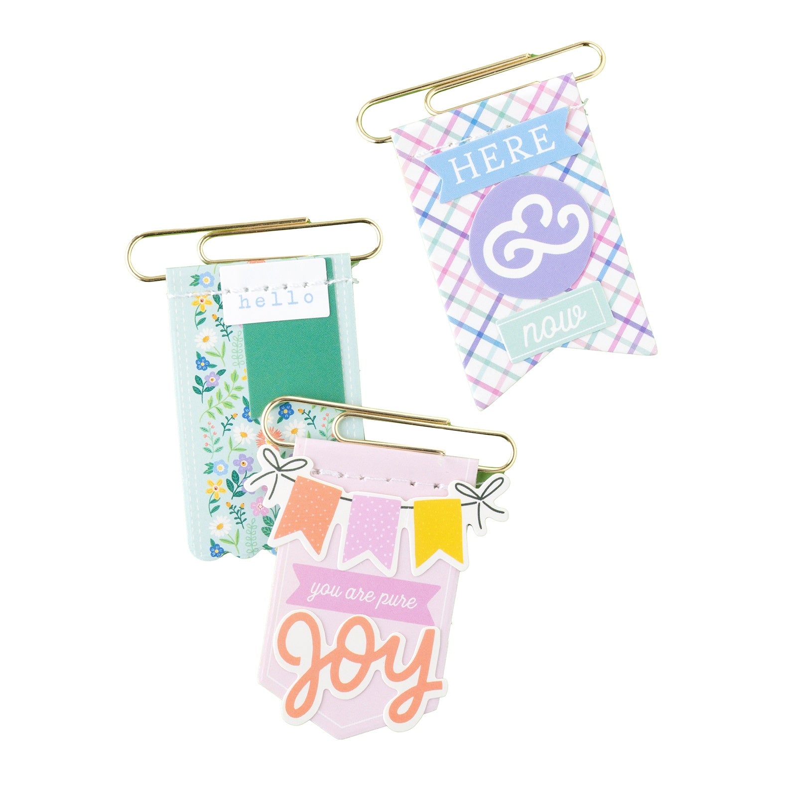American Crafts Poppy And Pear Gold Foil Paperclip Flags