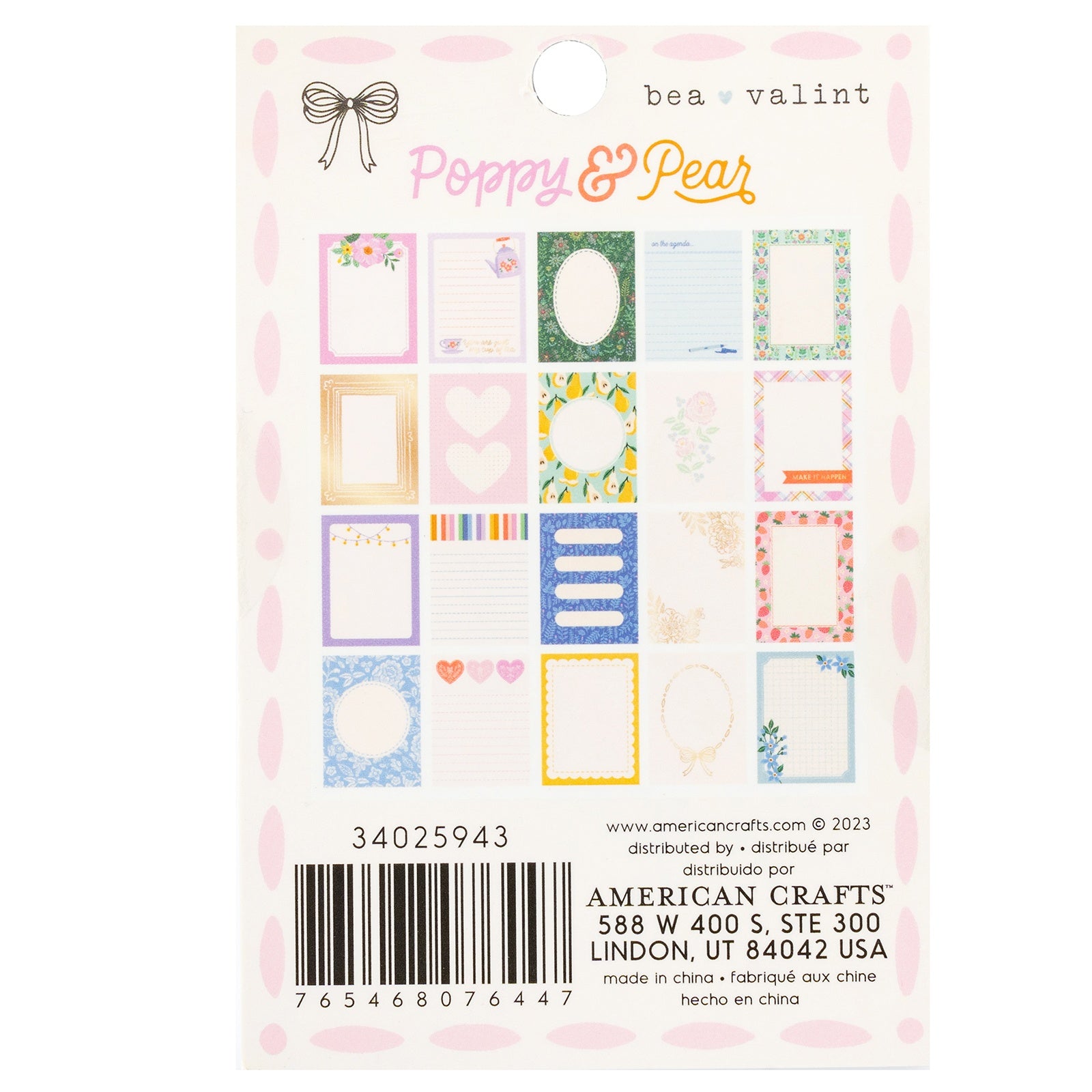 American Crafts Poppy And Pear 3x4" Notecard Pad
