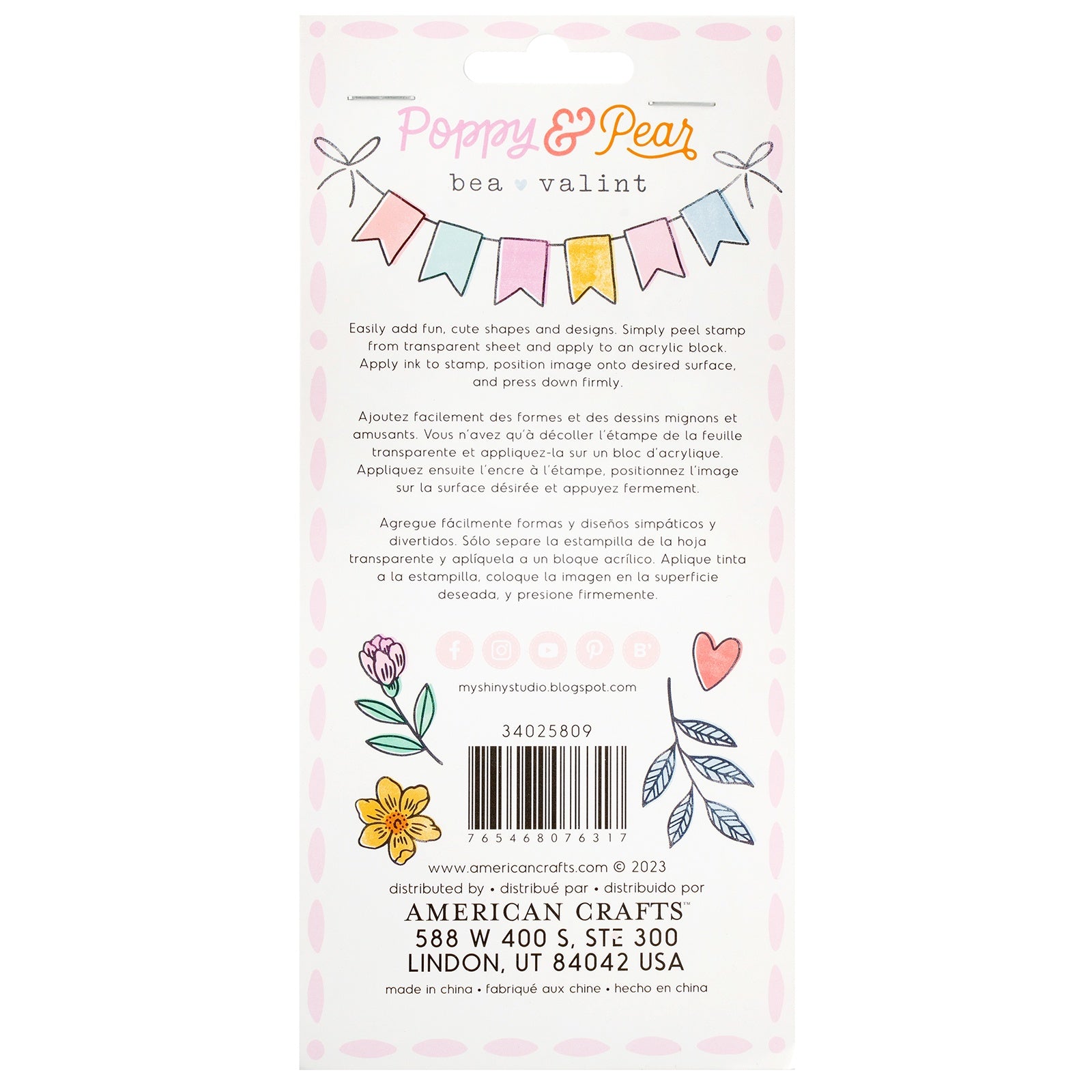 American Crafts Poppy And Pear Acrylic Stamp Set