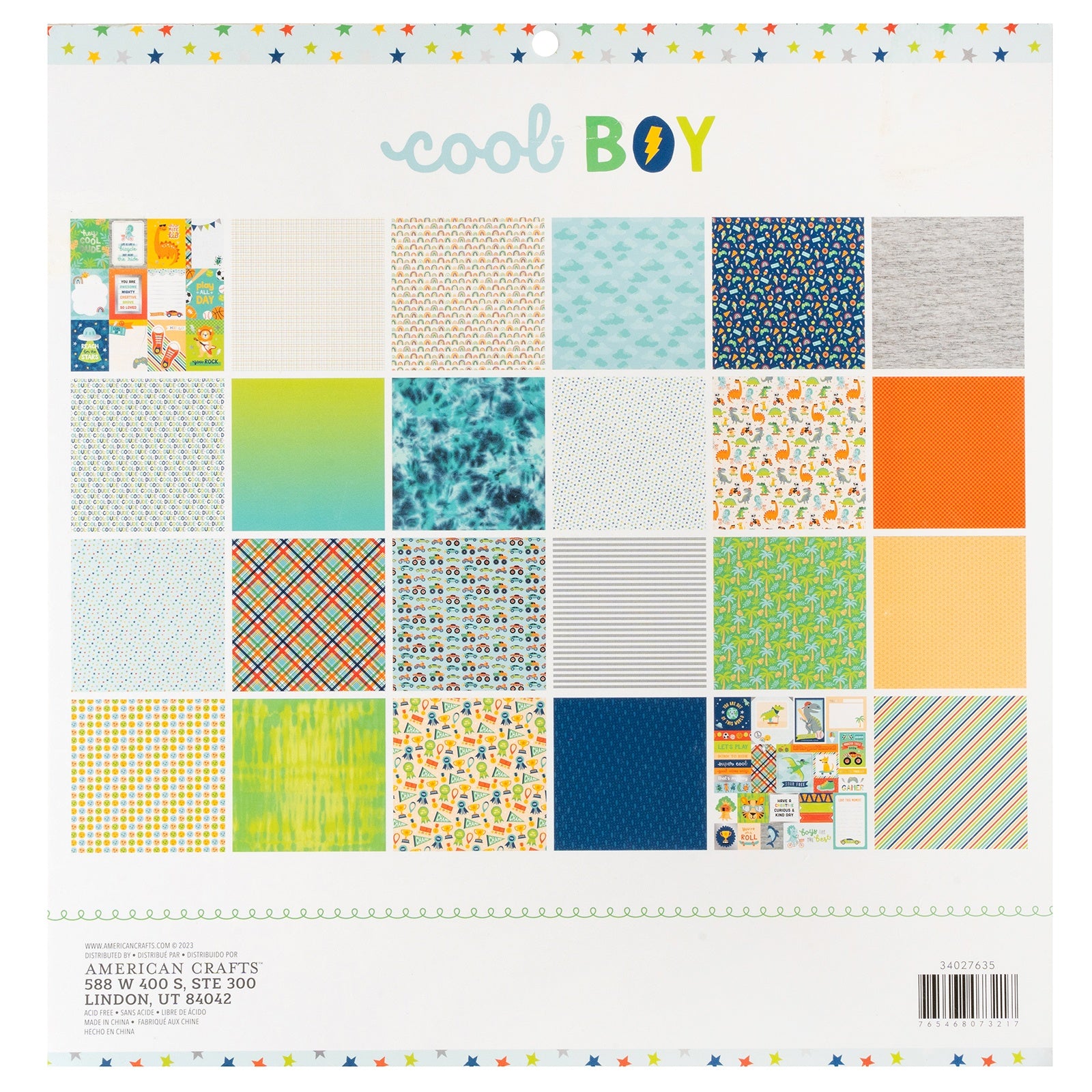 Pebbles Cool Boy Double-Sided 12x12" Paper Pad