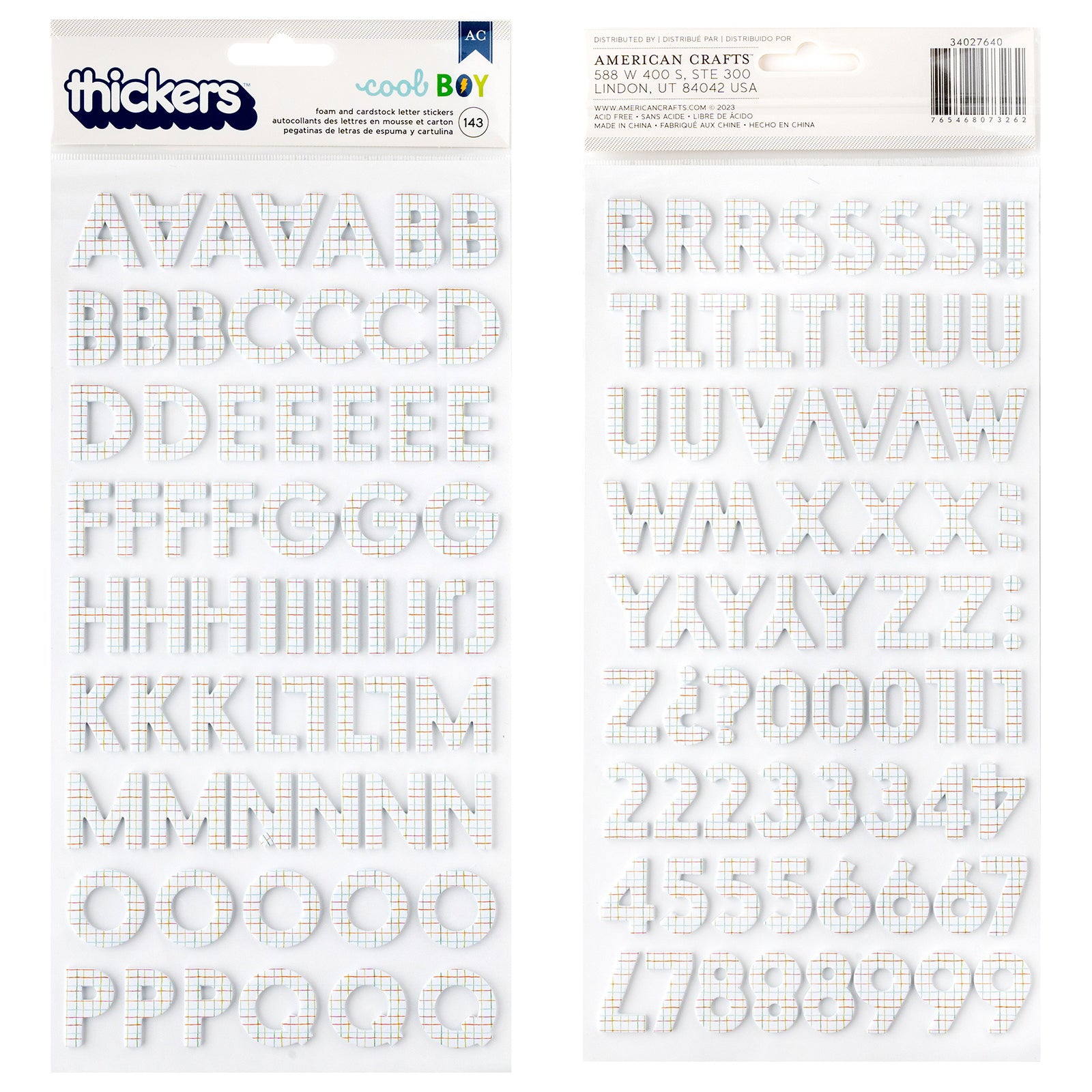 Pebbles Cool Boy Thickers Alphabet Stickers, 143 pcs
