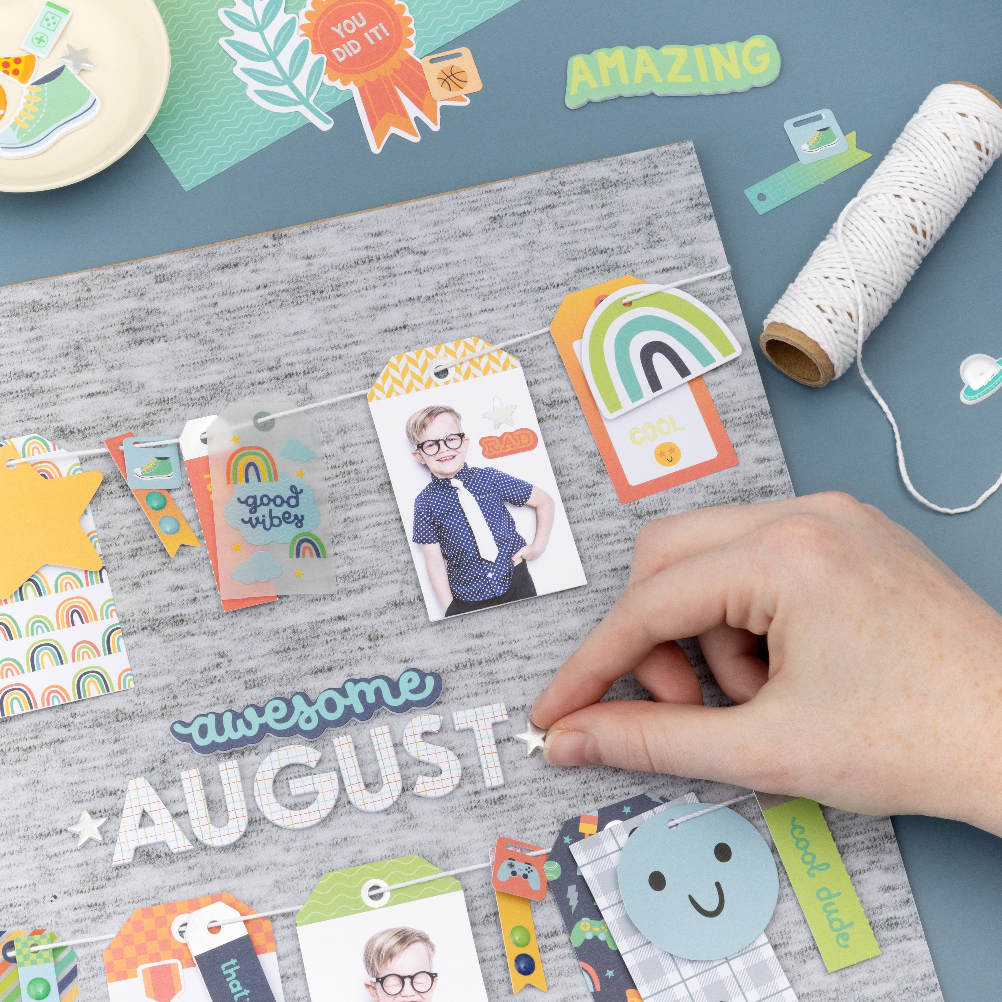 Pebbles Cool Boy Thickers Stickers - Phrase, Silver Foil,  50 Pieces