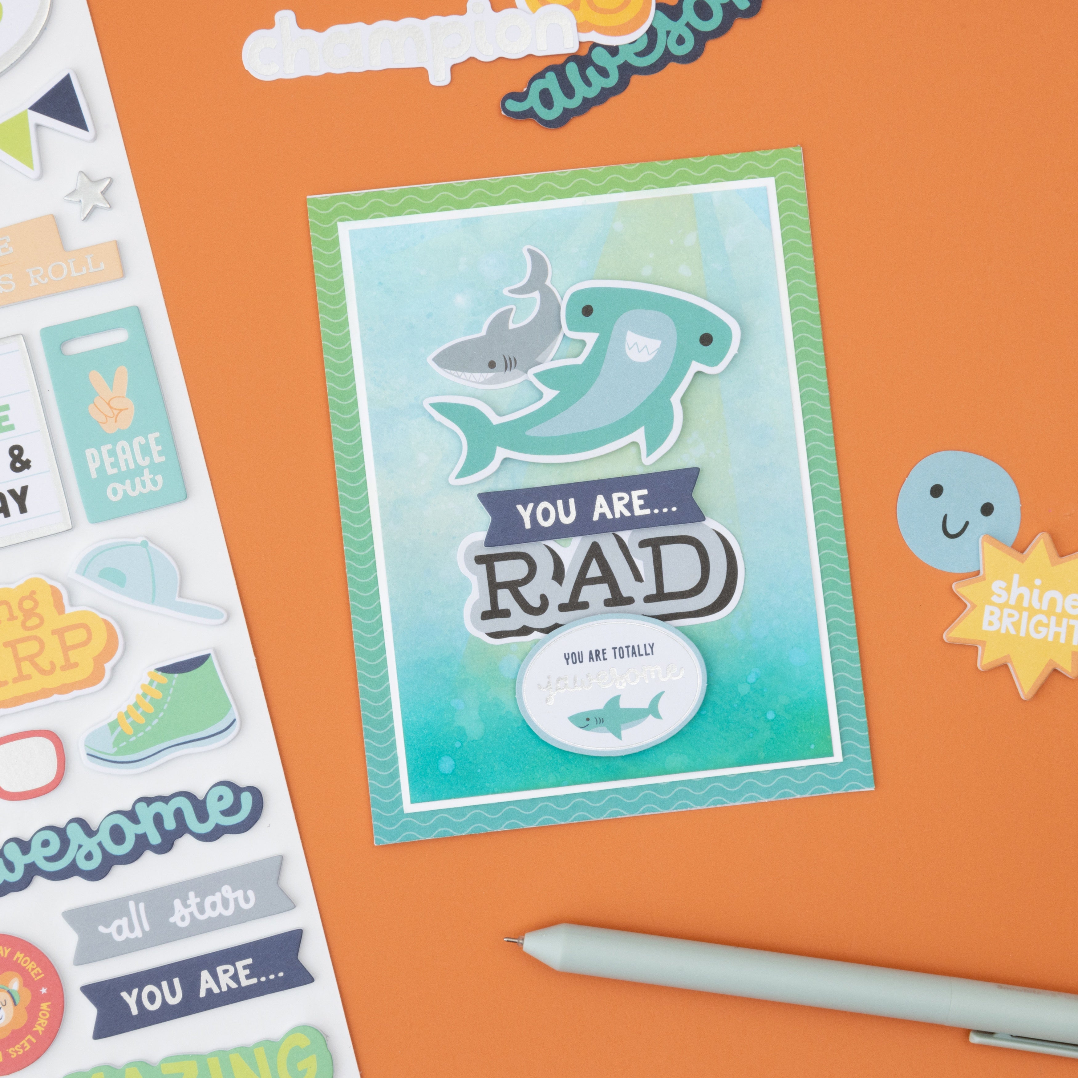 Pebbles Cool Boy Thickers Stickers - Phrase, Silver Foil,  50 Pieces