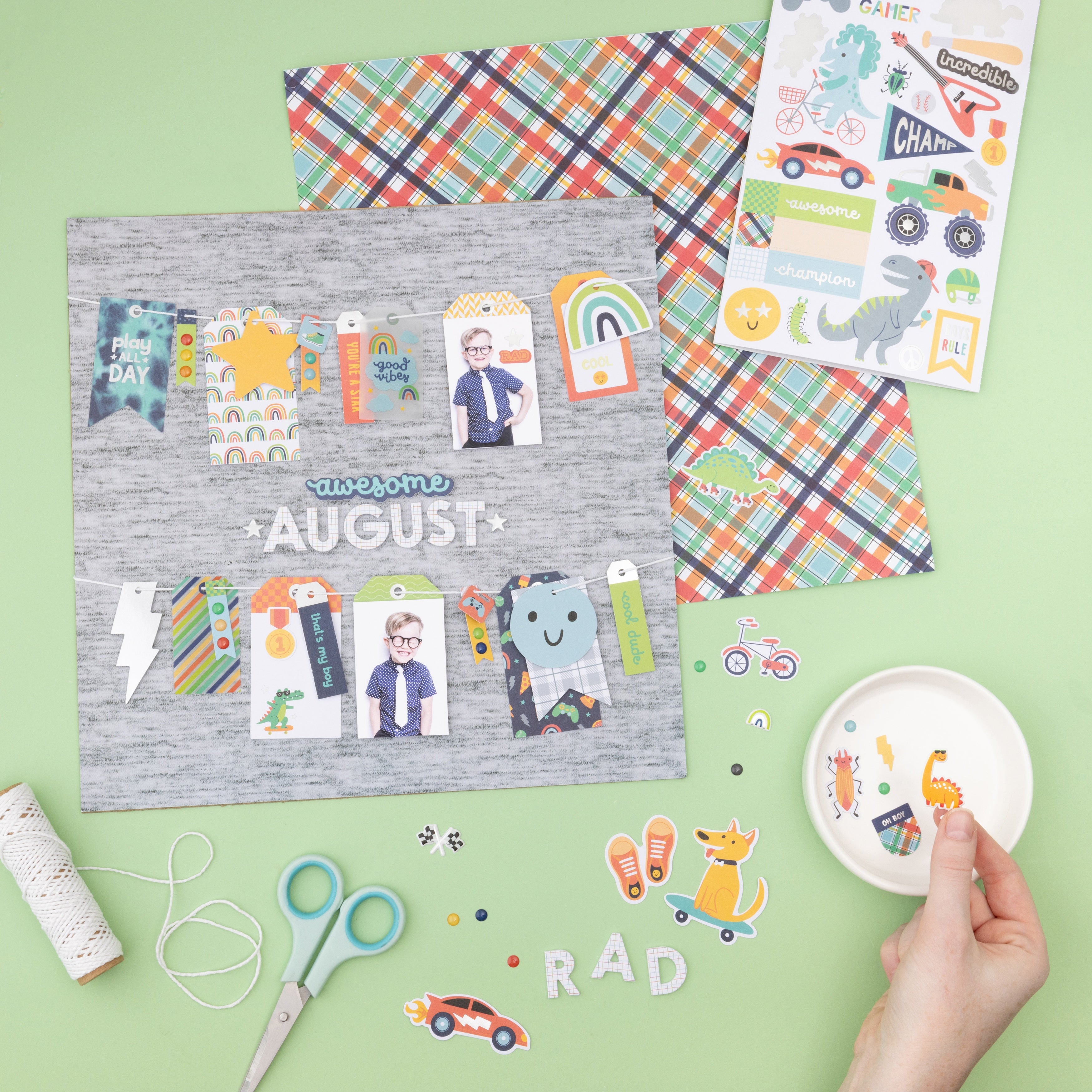 Pebbles Cardstock Stickers 6"X12" - Cool Boy, Silver Foil, 73 Pieces