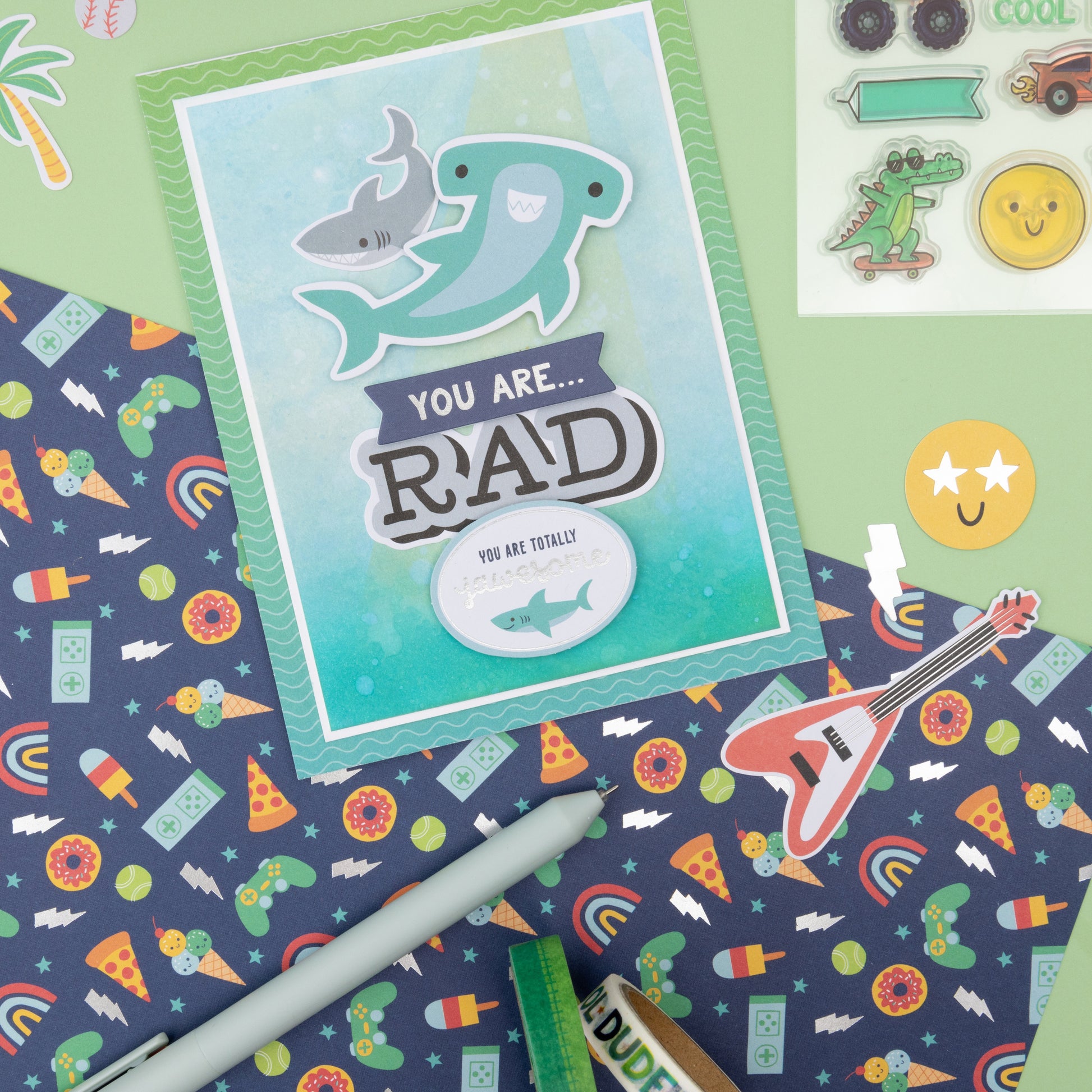 Pebbles Cardstock Stickers 6"X12" - Cool Boy, Silver Foil, 73 Pieces