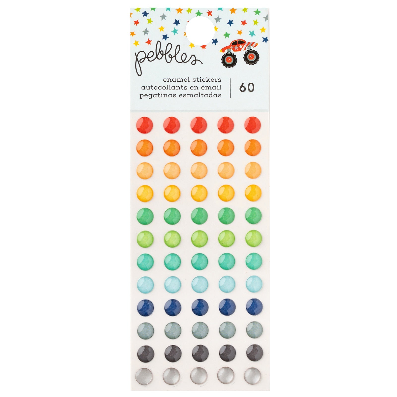 Pebbles Cool Boy Enamel Dots - Silver Foil, 60 Pieces