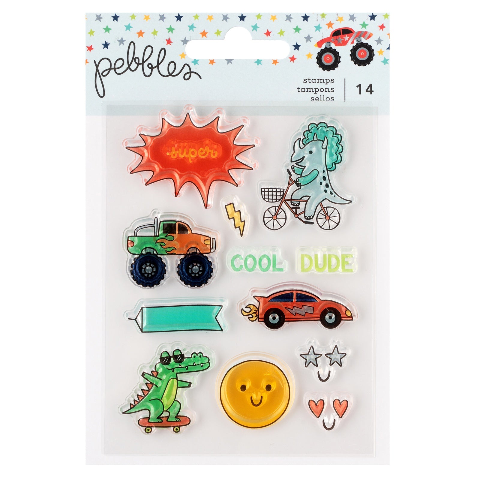 Pebbles Cool Boy Small Stamp Set - 14 Pieces