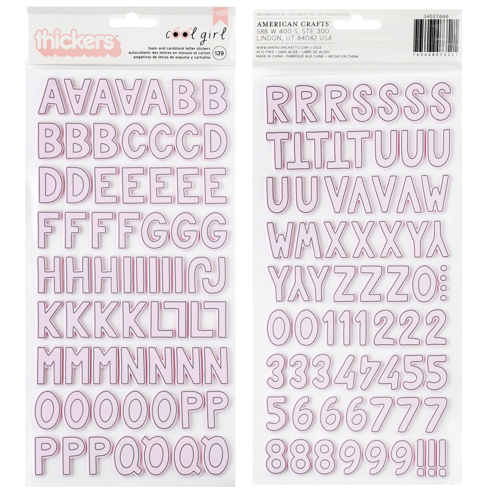 Pebbles Cool Girl Thickers Alphabet Stickers, 139 pcs