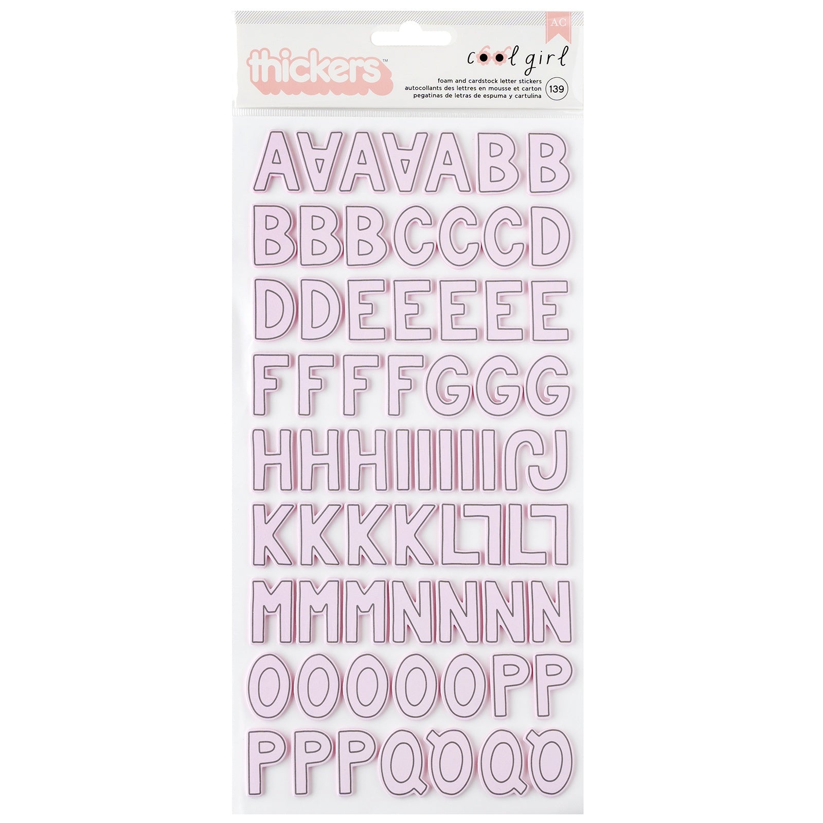 Pebbles Cool Girl Thickers Alphabet Stickers, 139 pcs