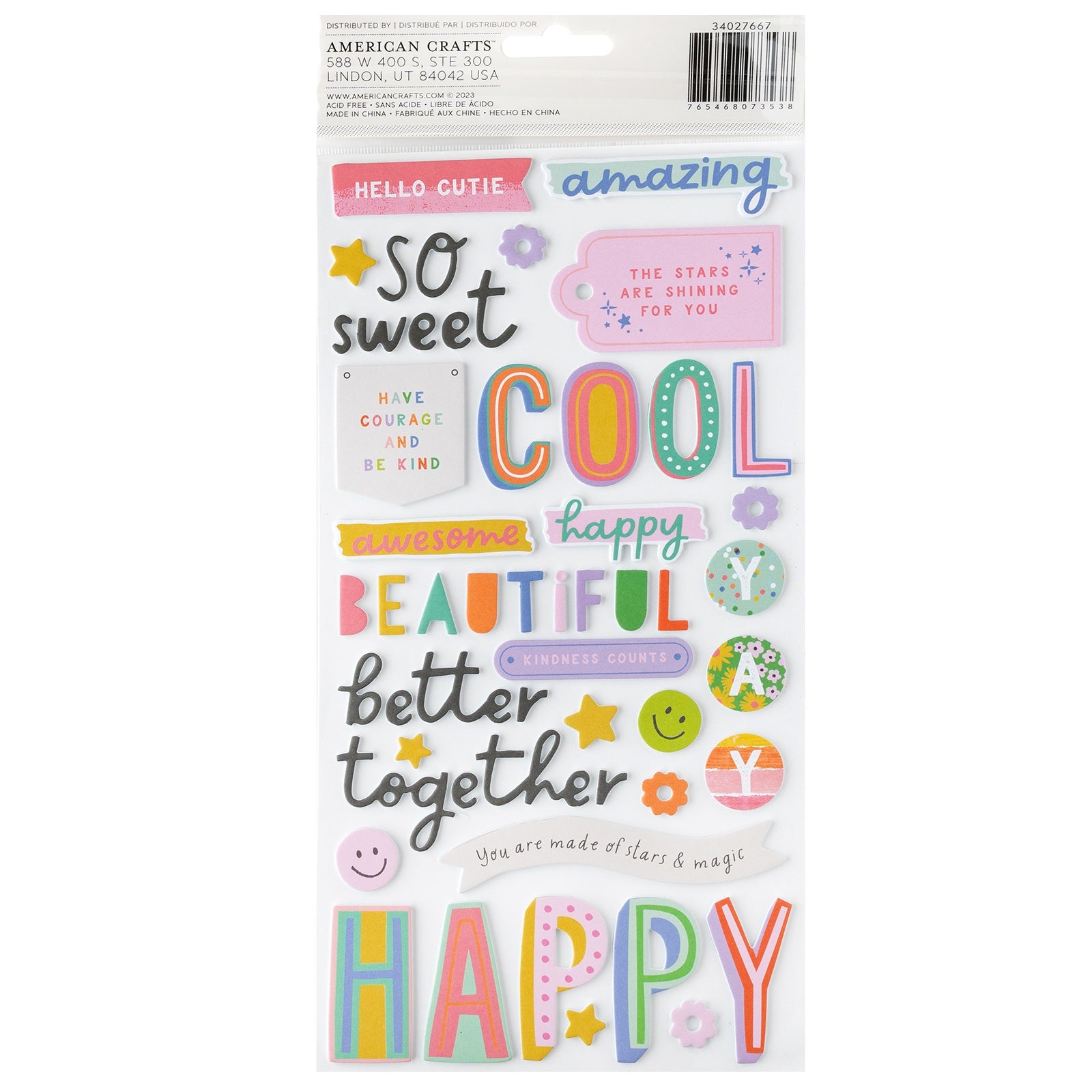 Pebbles Cool Girl Thickers - Phrases, 107 stickers