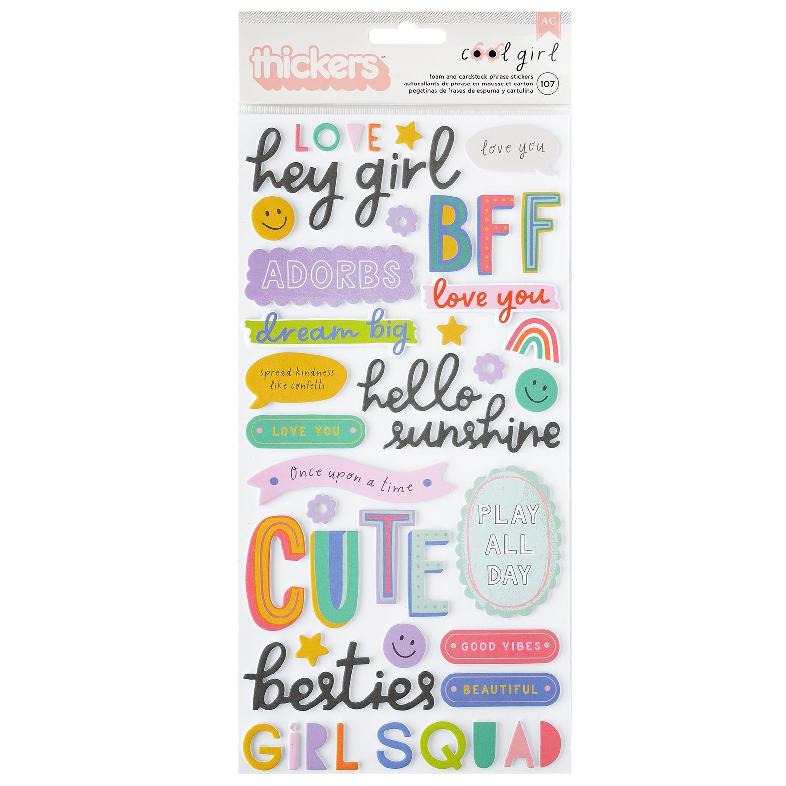 Pebbles Cool Girl Thickers - Phrases, 107 stickers