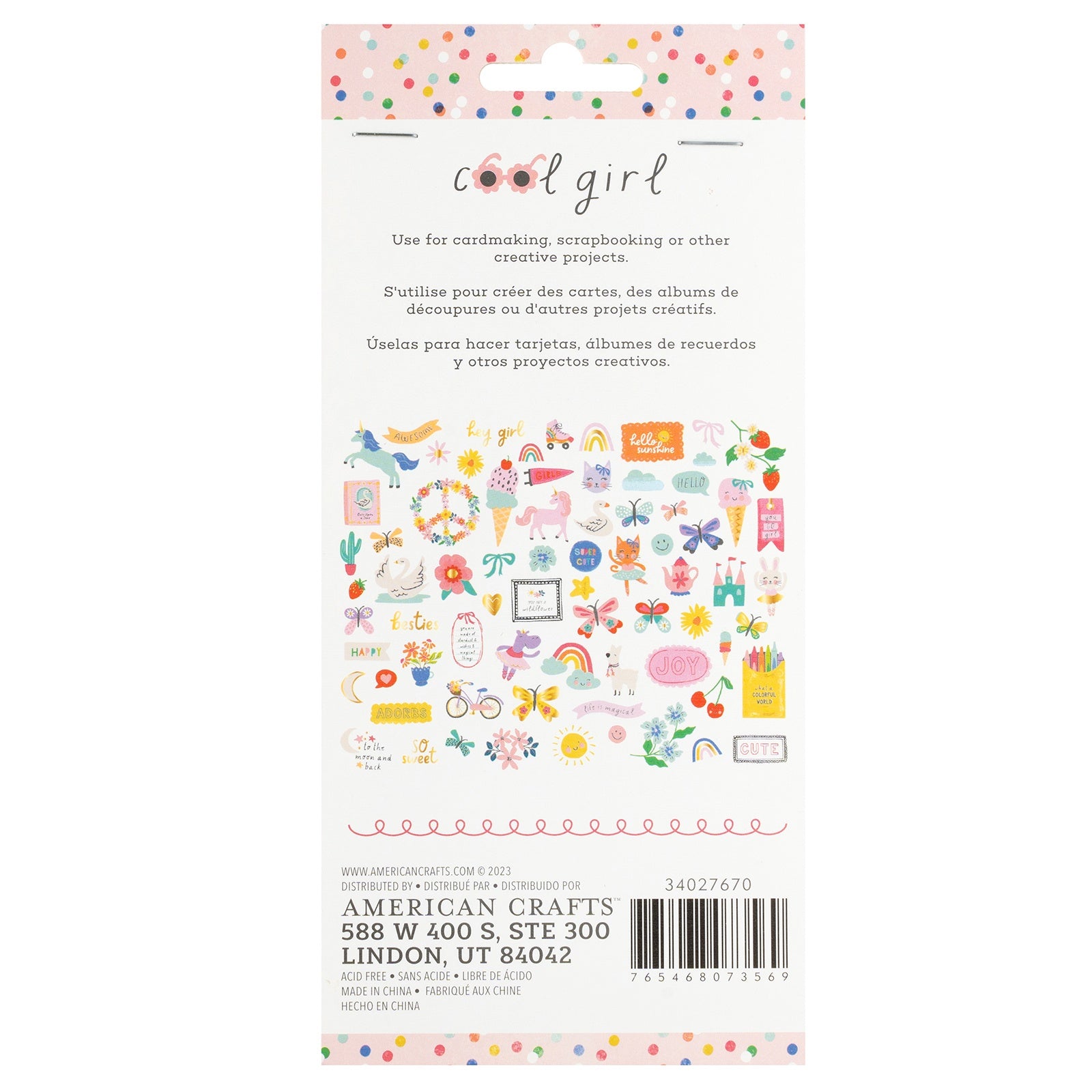 Pebbles Cool Girl Ephemera Die Cuts - Icons, Gold Foil,  74 Pieces