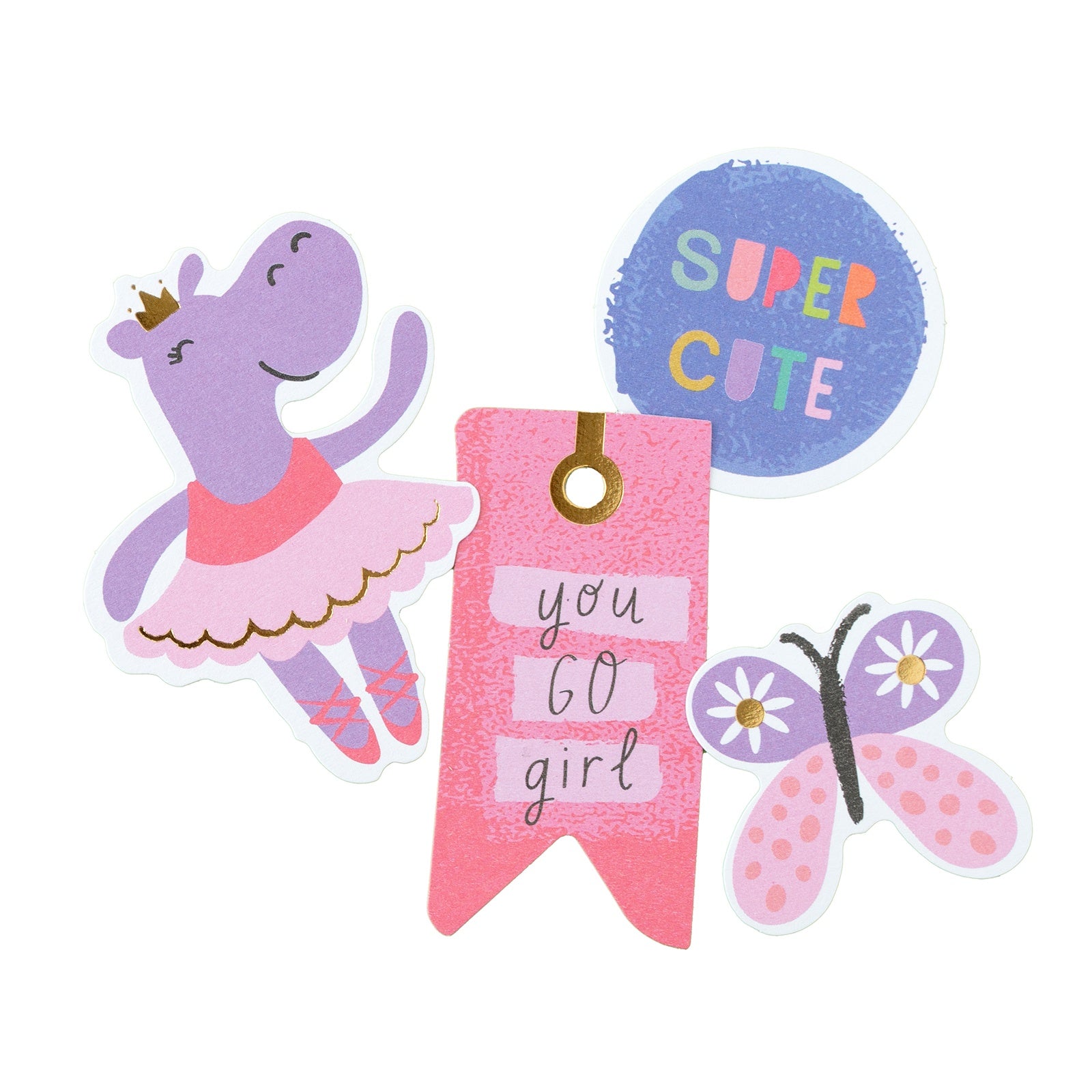 Pebbles Cool Girl Ephemera Die Cuts - Icons, Gold Foil,  74 Pieces