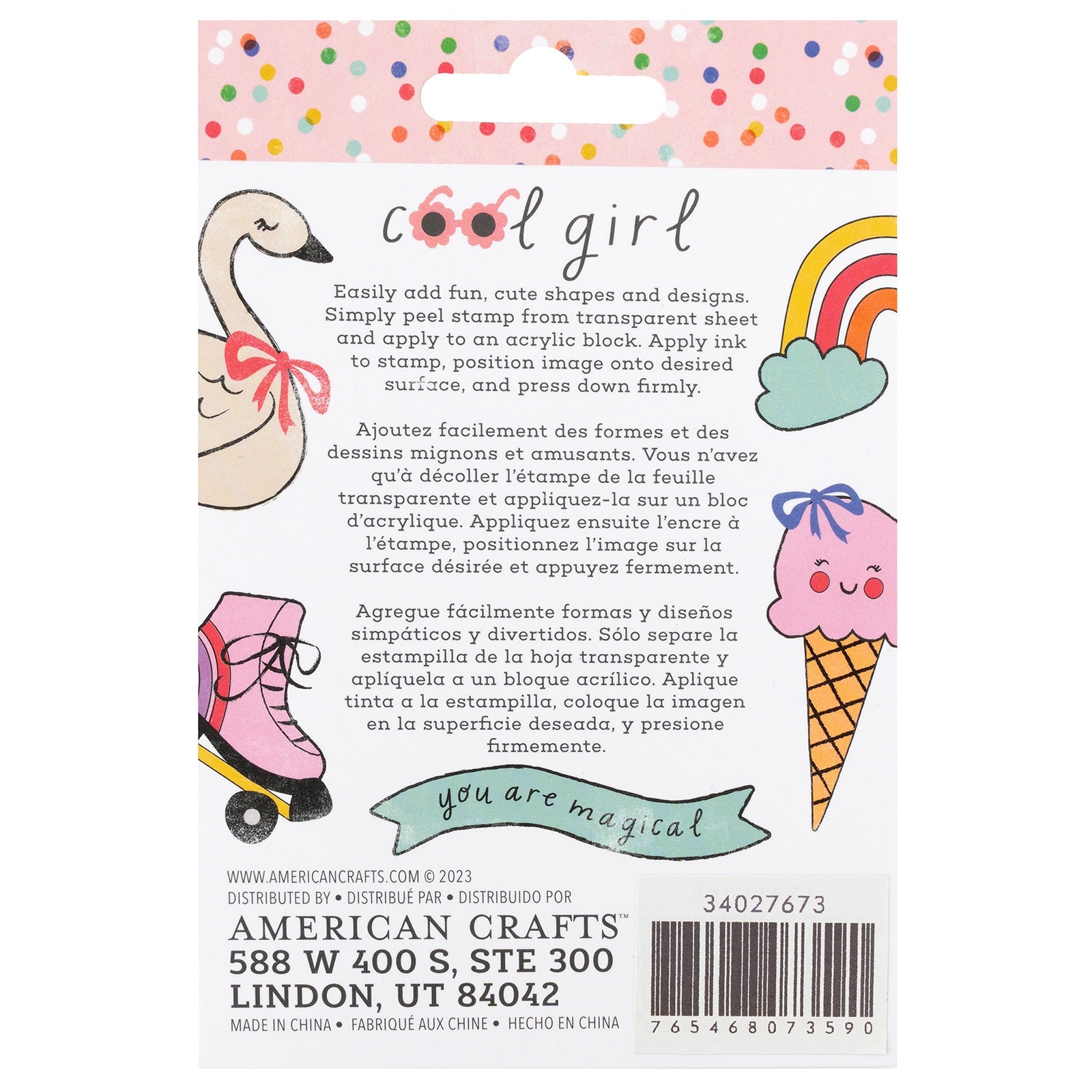 Pebbles Cool Girl Acrylic Stamp Set - 14 Pieces