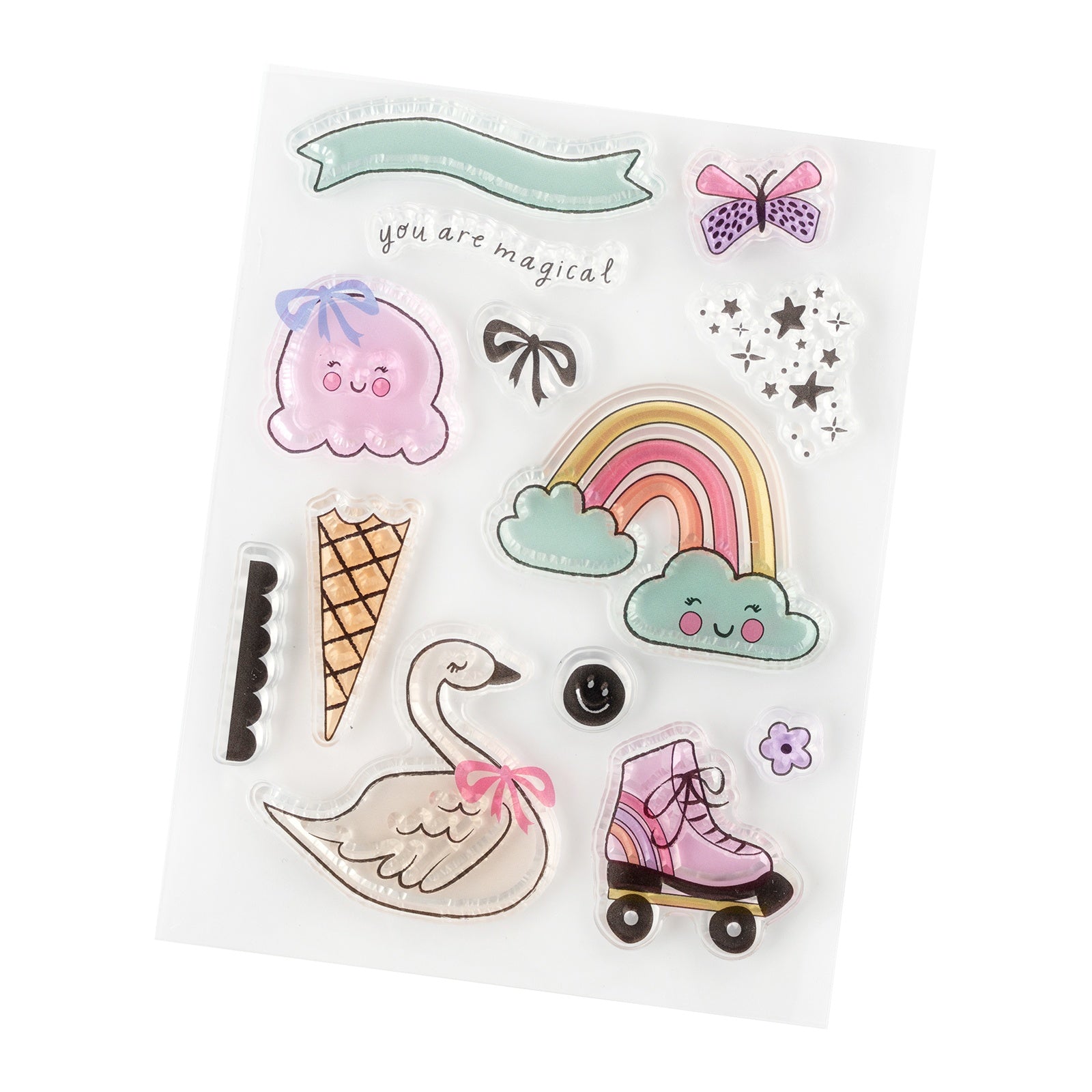 Pebbles Cool Girl Acrylic Stamp Set - 14 Pieces