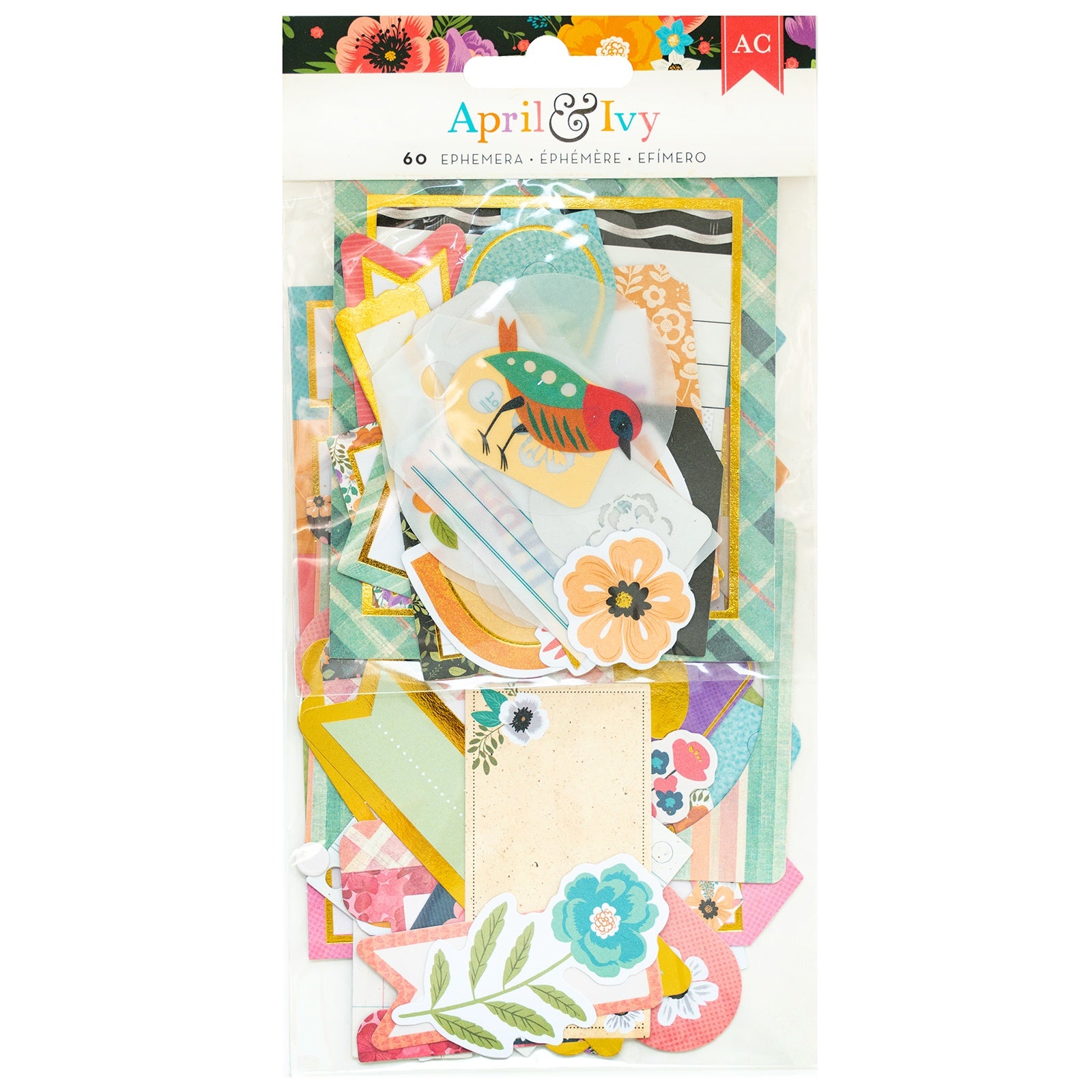 American Crafts April And Ivy Ephemera Die Cuts 60 Pack - Journaling, Gold Foil