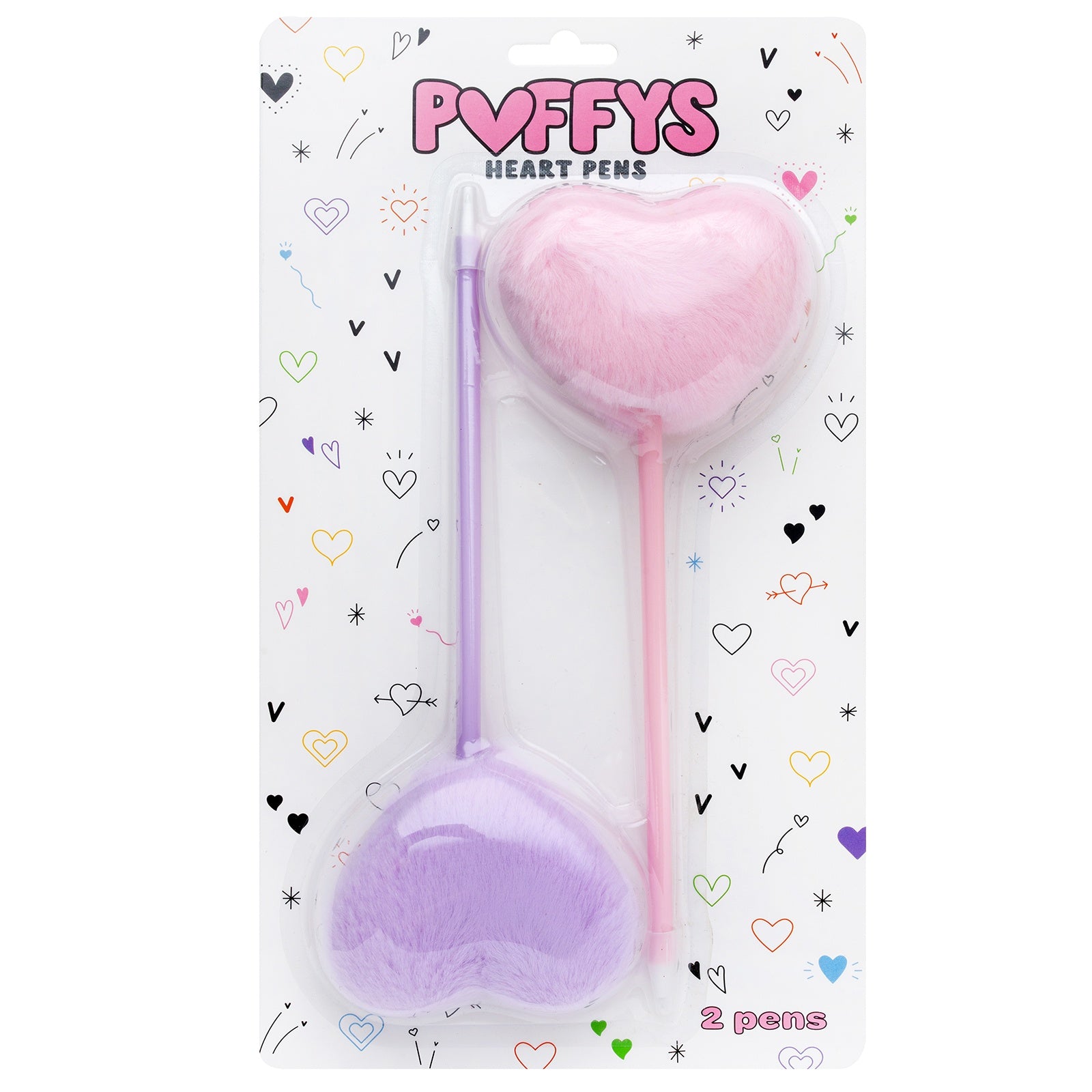 American Crafts Puffys Heart Pom Pom Pens - Pink & Purple,  2 Pack