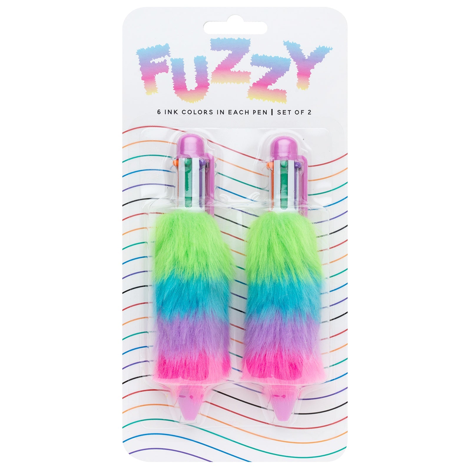 American Crafts Faux Fur Multi Click Pens - 6 Ink Colors, 2 Pack