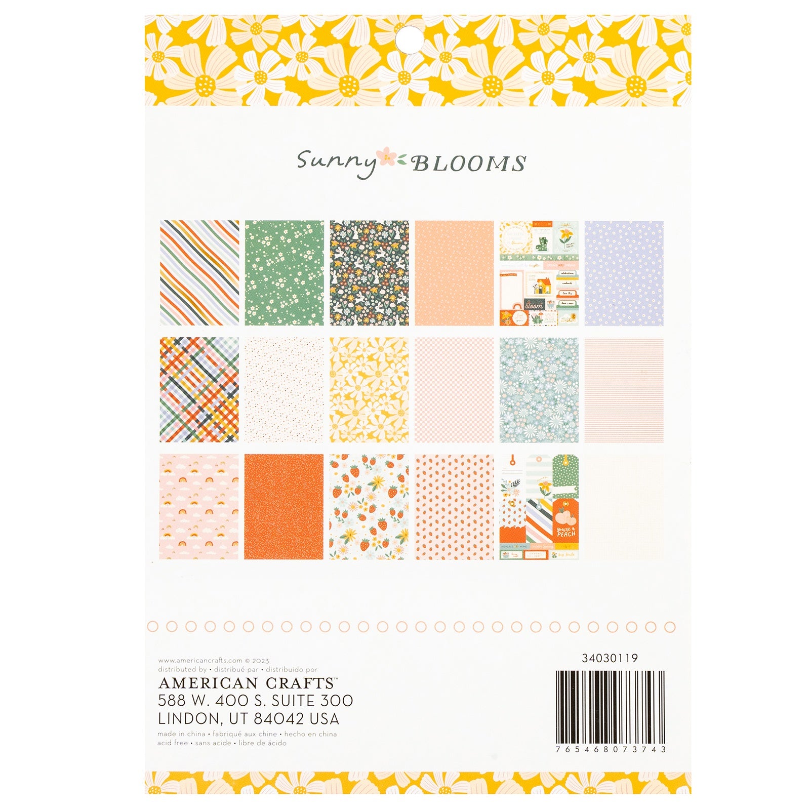 Pebbles Sunny Bloom Double-Sided 6x8" Paper Pad with Gold Foil