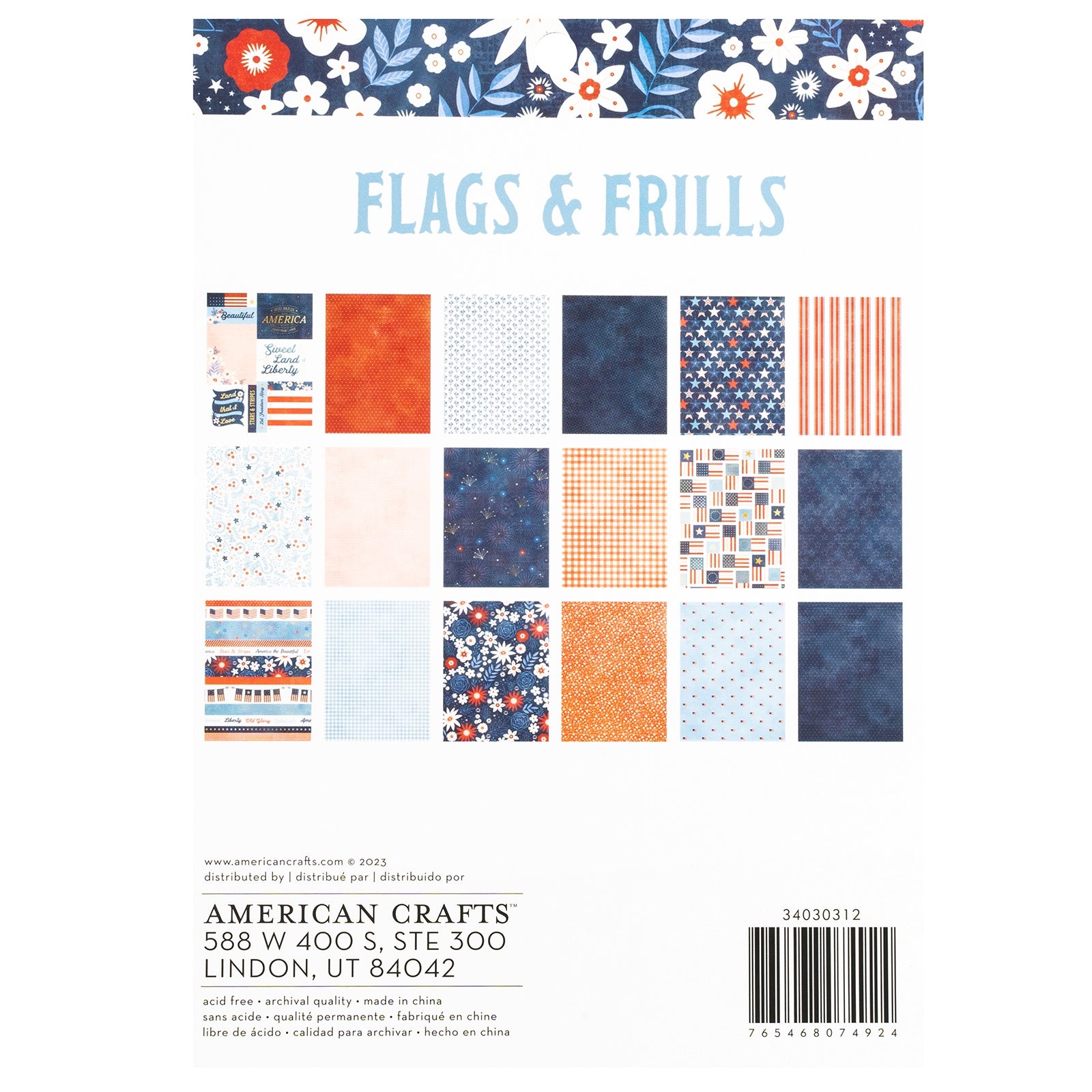 Flags And Frills Double-Sided 6x8" Paper Pad with Gold Foil