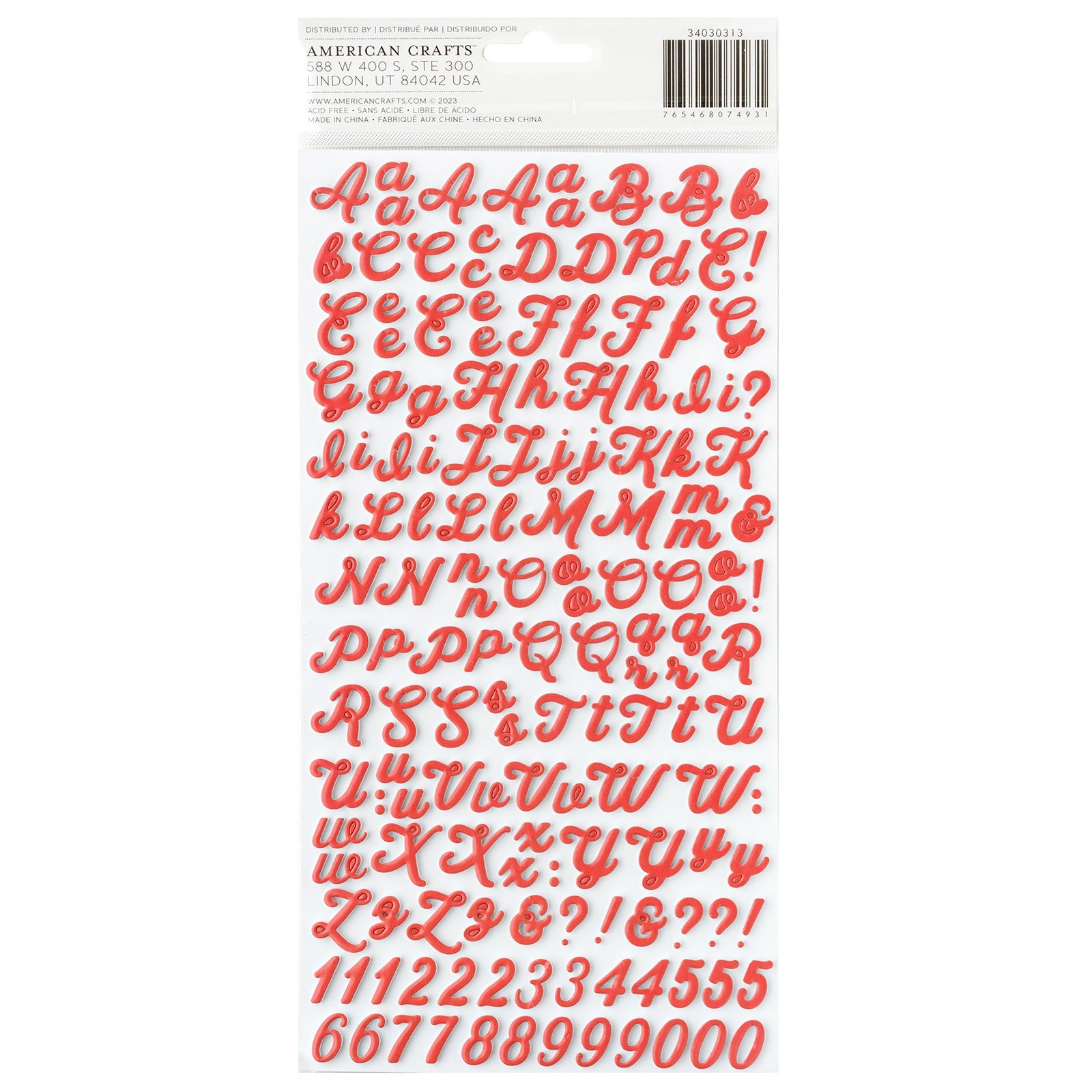 Flags And Frills Thickers Puffy Alphabet Stickers - 308 pcs