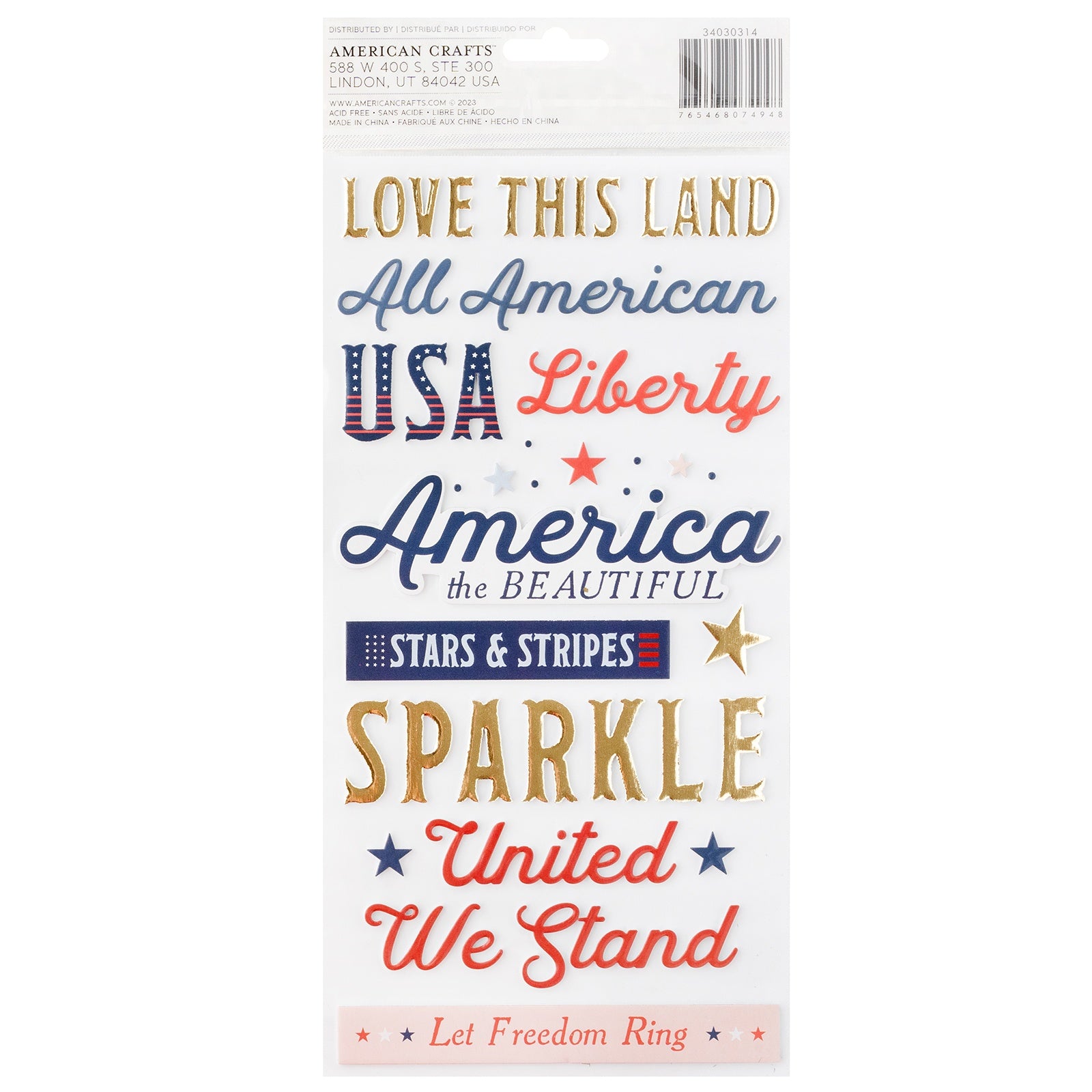 Flags And Frills Thickers Gold Foil Phrase Stickers - 109 pcs