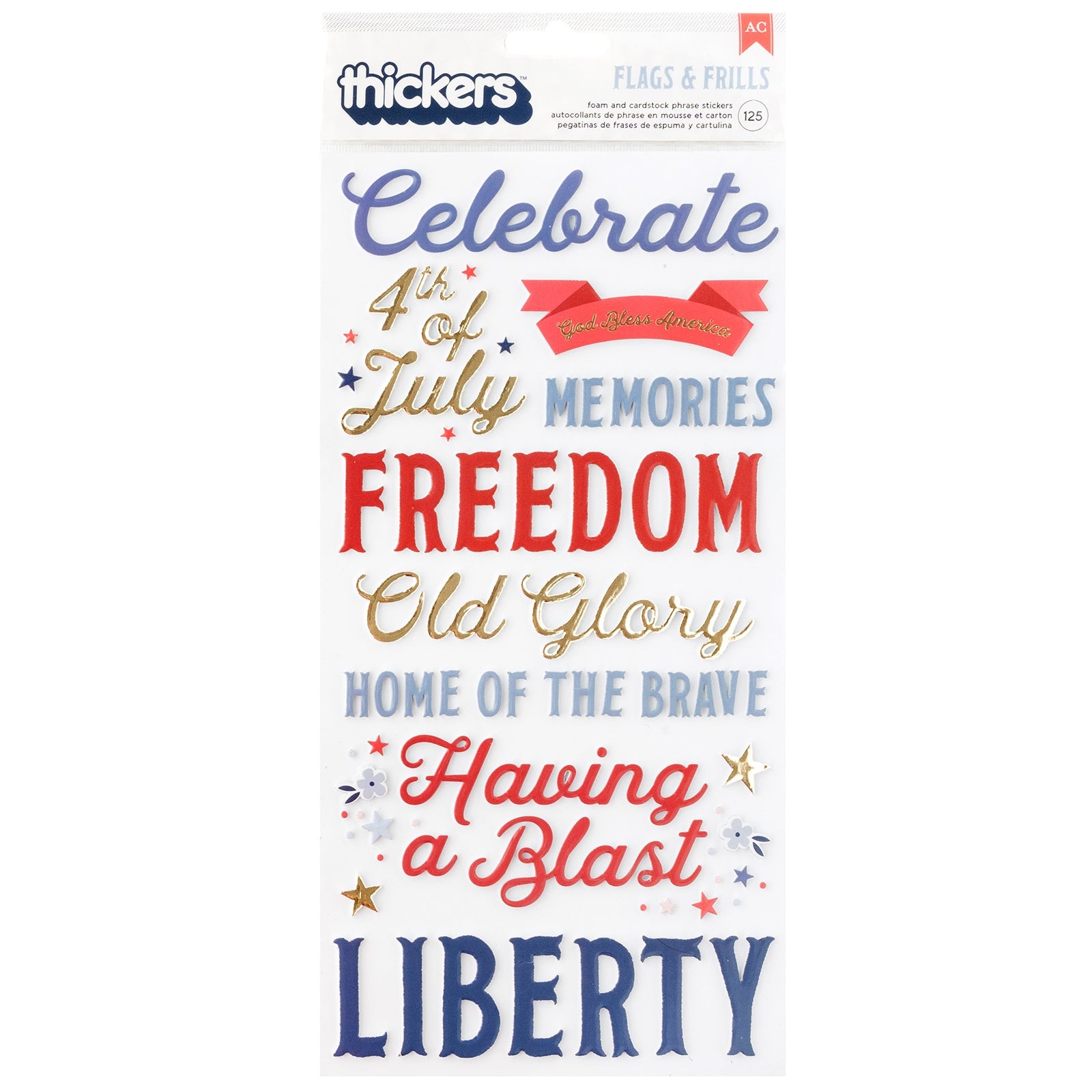 Flags And Frills Thickers Gold Foil Phrase Stickers - 109 pcs