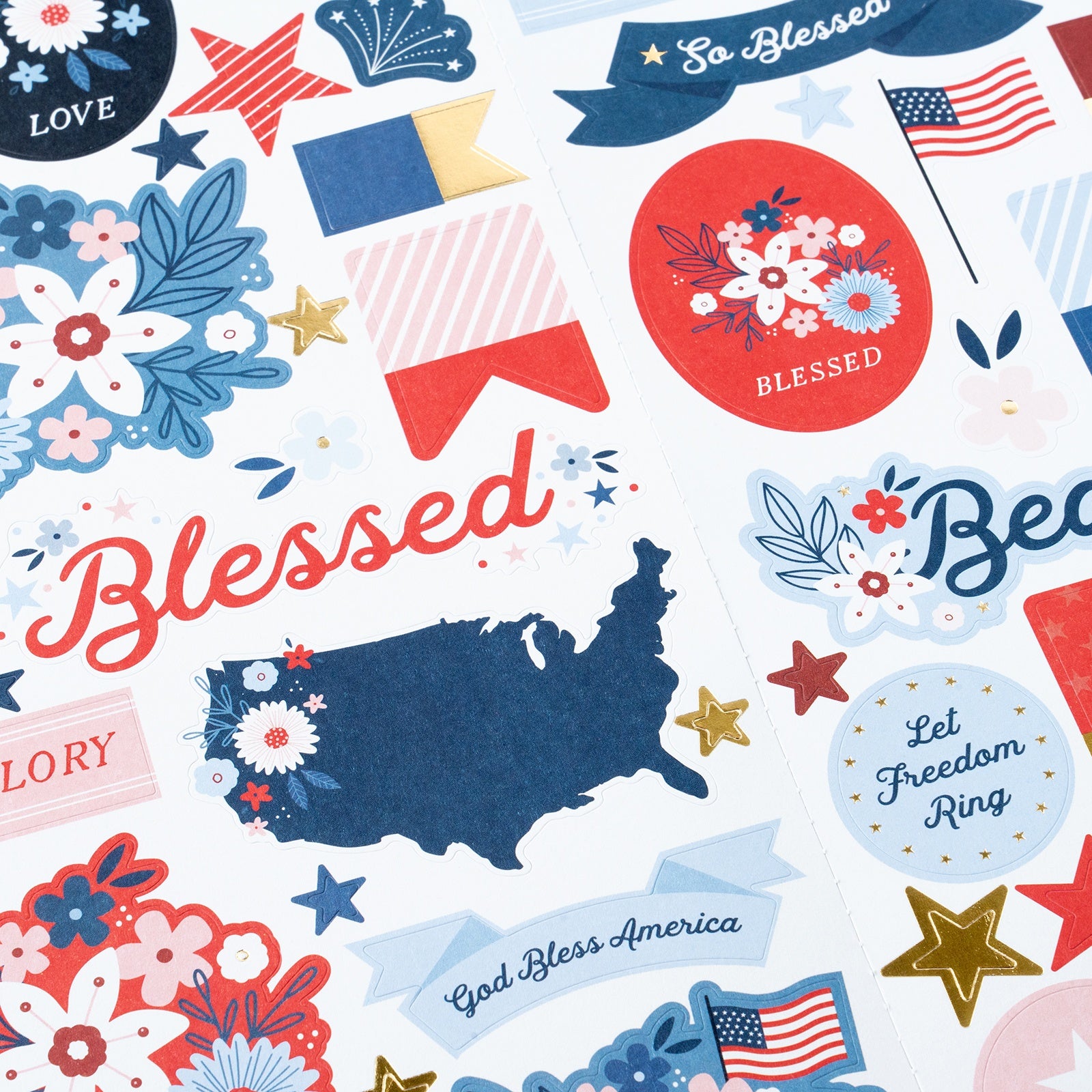 American Crafts Flags And Frills Cardstock Stickers 6"X12" - Gold Foil Icons, 70 Pieces