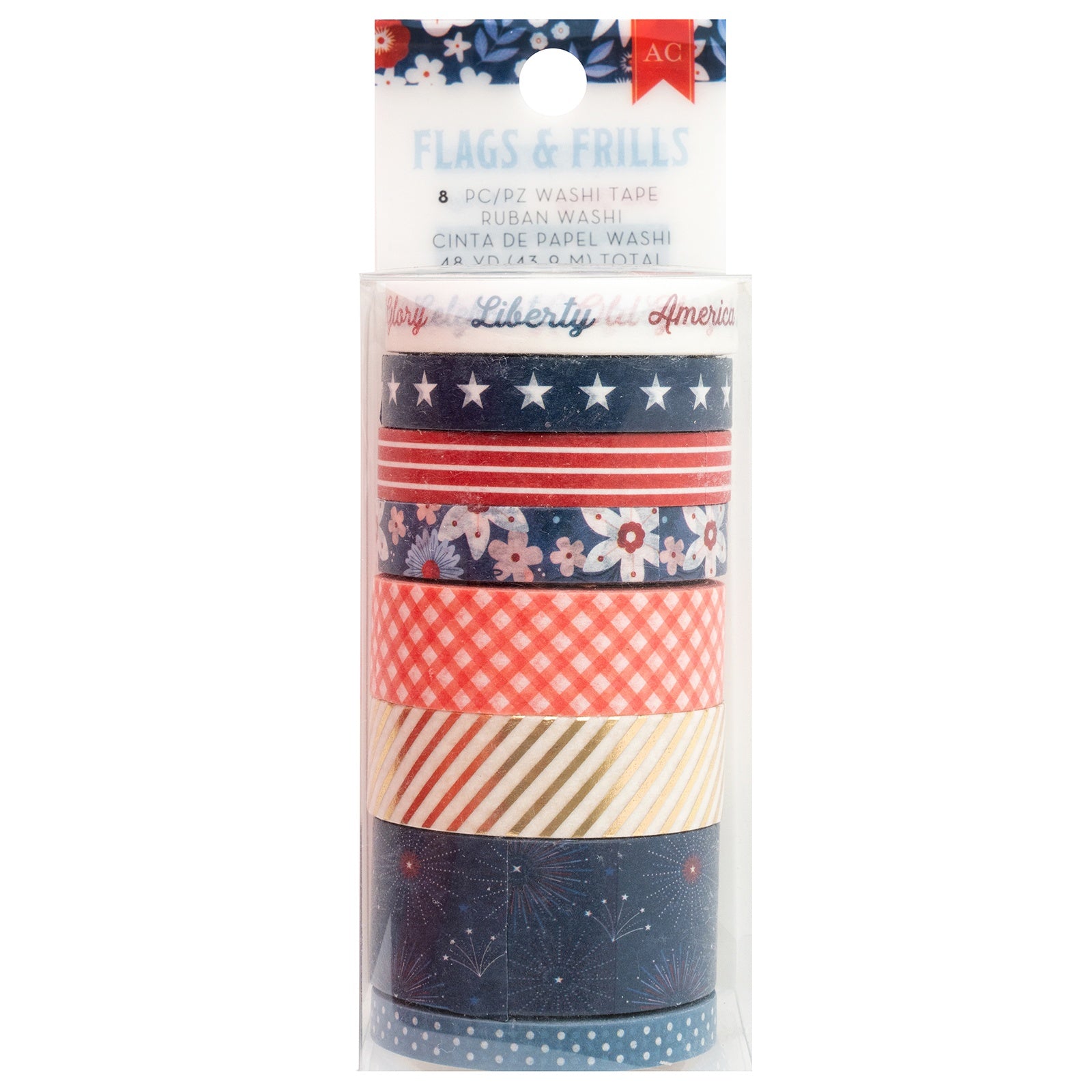 American Crafts Flags And Frills Gold Foil Washi Tape - 8 Pack