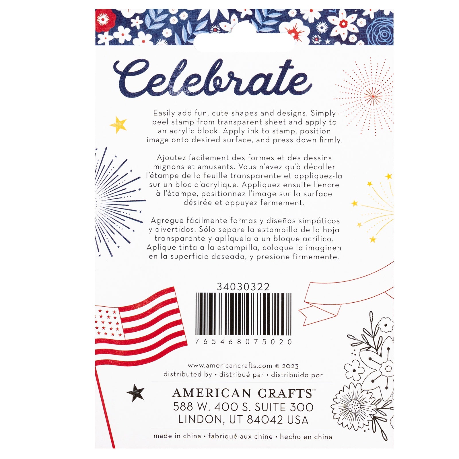 American Crafts Flags And Frills Clear Stamps Set