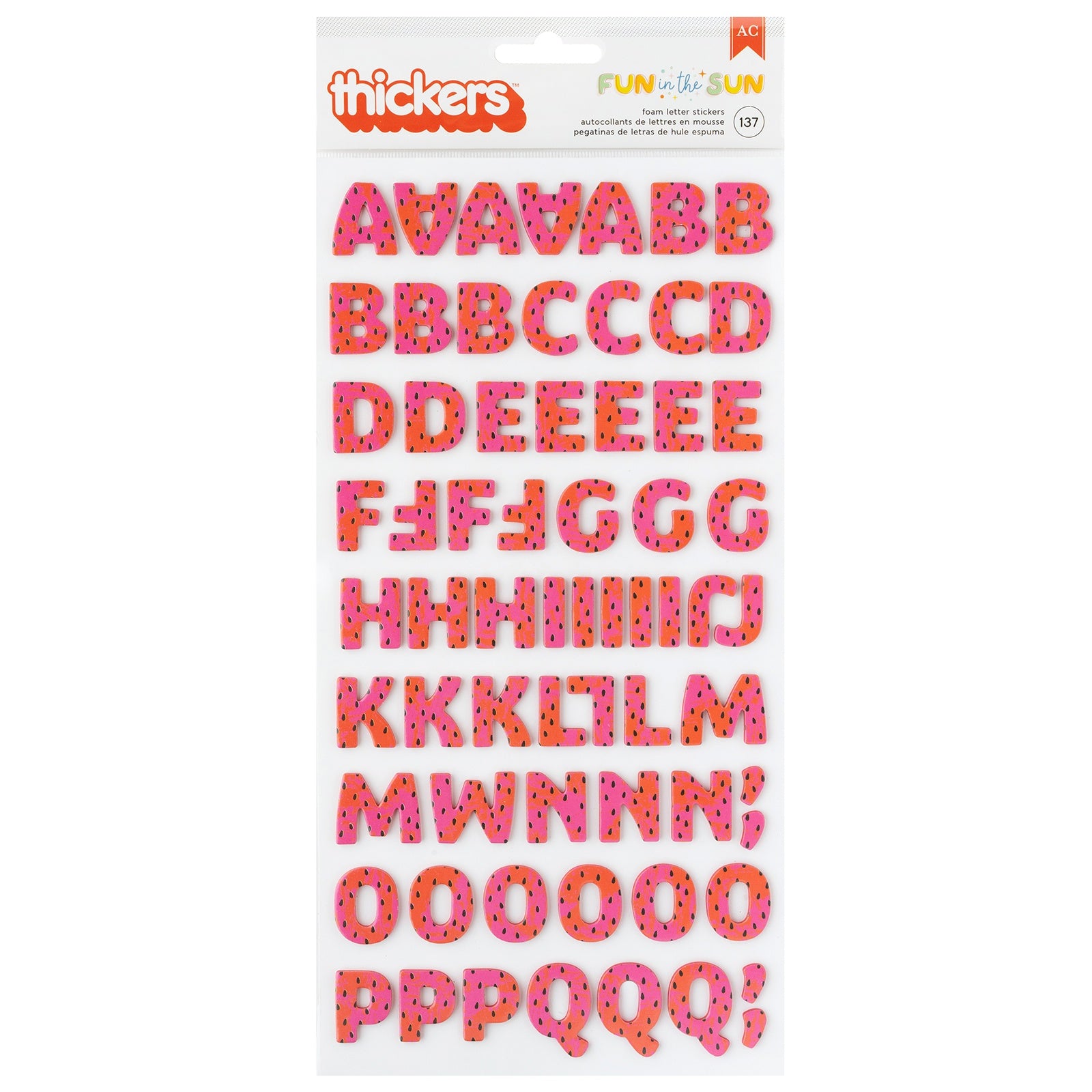 Pebbles Fun In The Sun Thickers Stickers - Foam Alpha,  137 Pieces