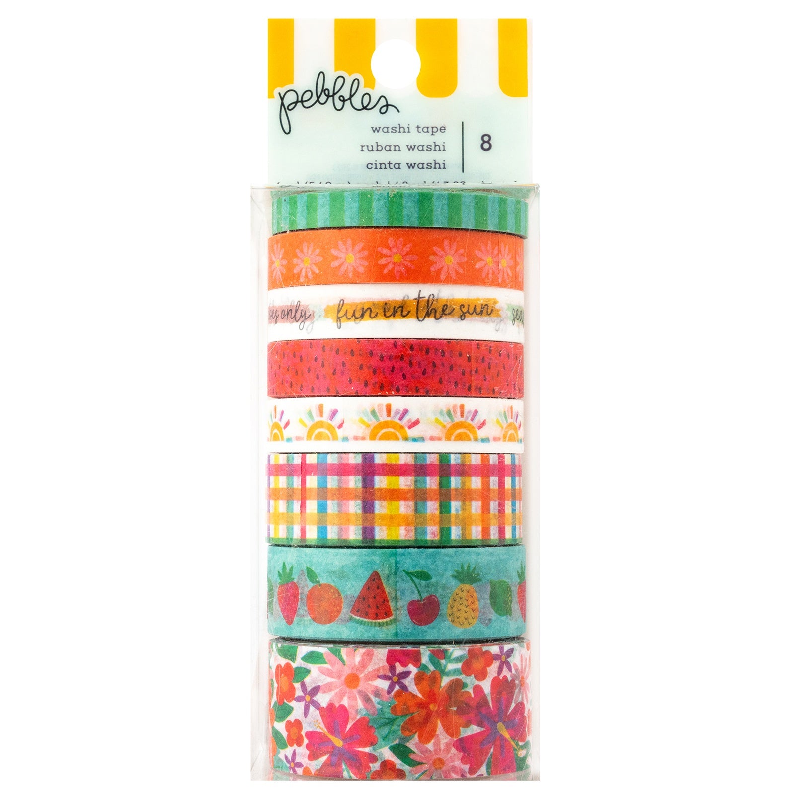 Pebbles Fun In The Sun Washi Tape - 8 Pack