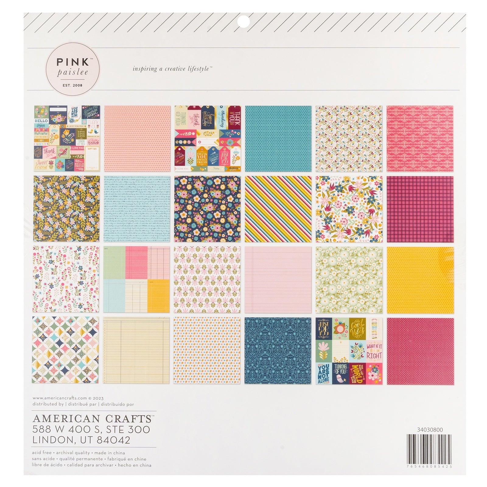Pink Paislee Joyful Notes Double-Sided 12x12" Paper Pad