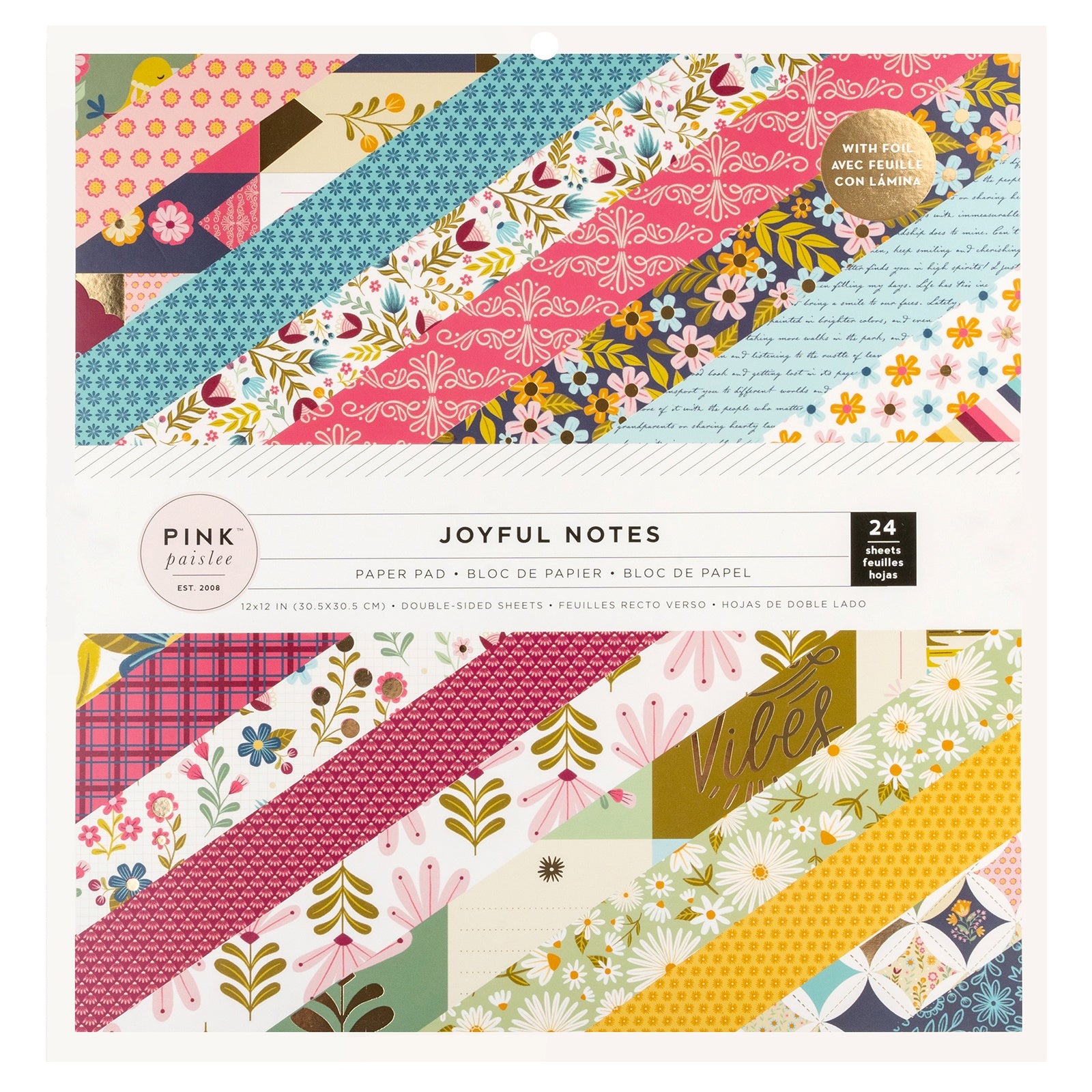 Pink Paislee Joyful Notes Double-Sided 12x12" Paper Pad