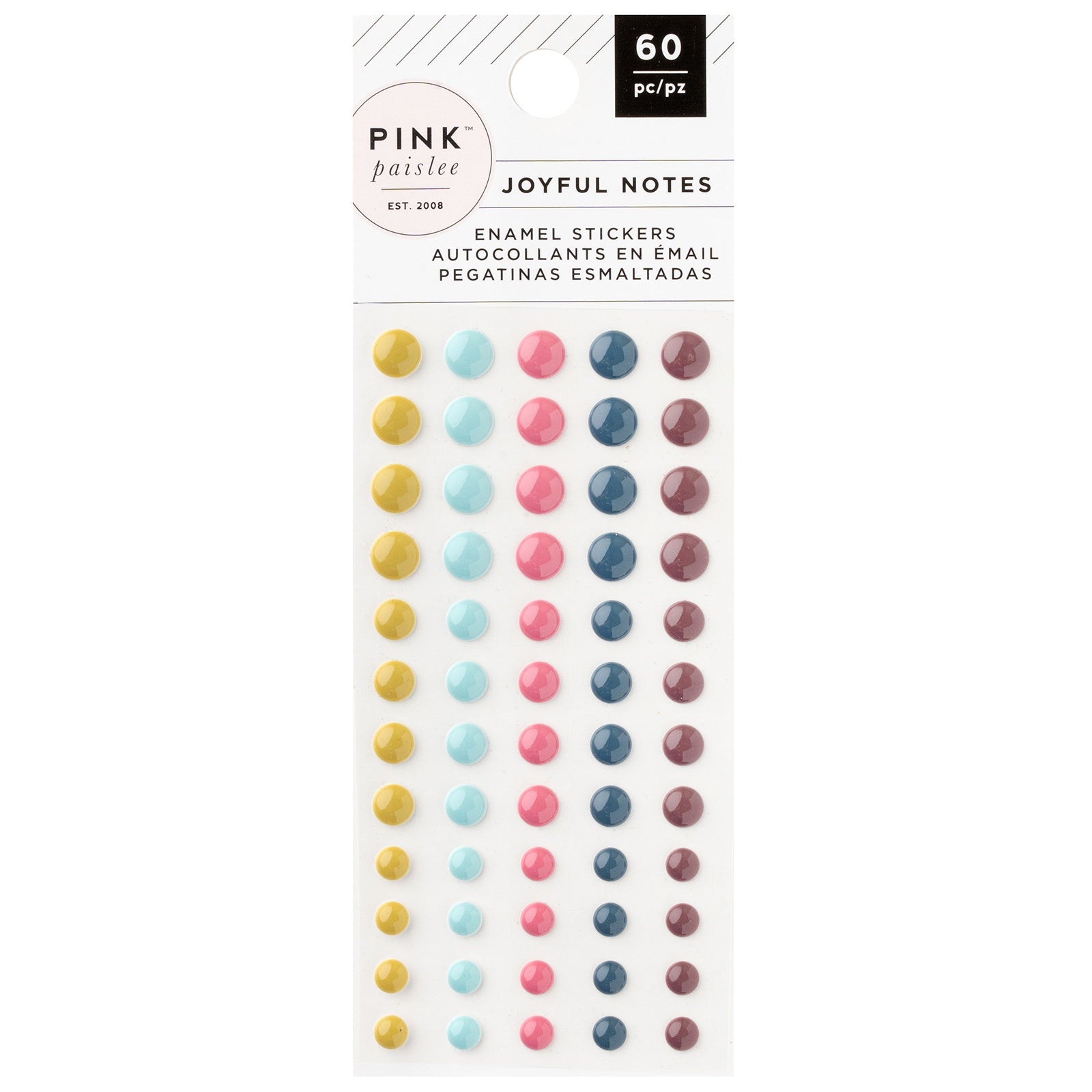 Pink Paislee Joyful Notes Enamel Dots - 60 Pieces
