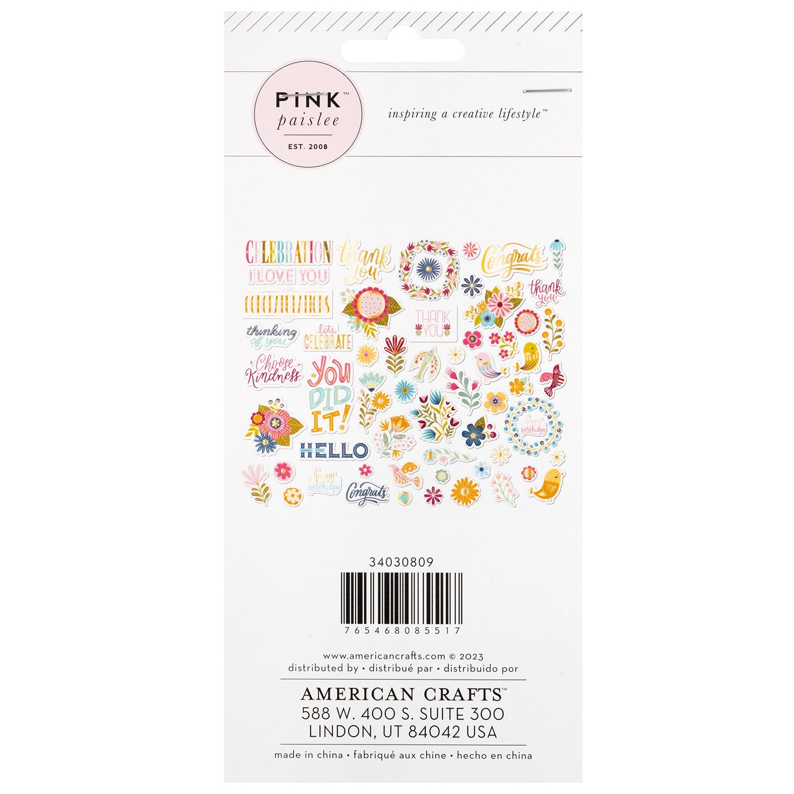 Pink Paislee Joyful Notes Ephemera Die Cuts- Vellum And Gold Foil Icons
