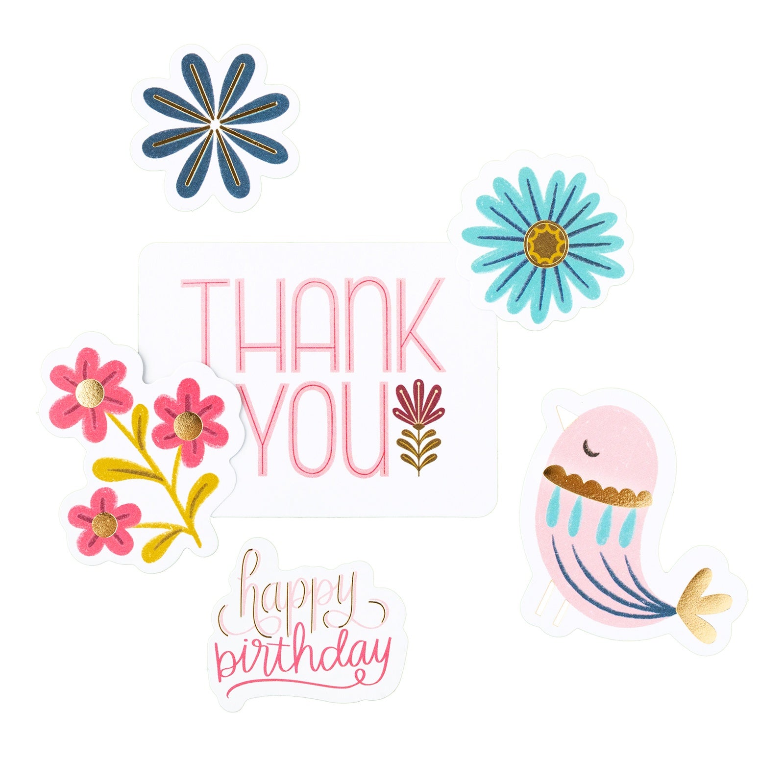 Pink Paislee Joyful Notes Ephemera Die Cuts- Vellum And Gold Foil Icons
