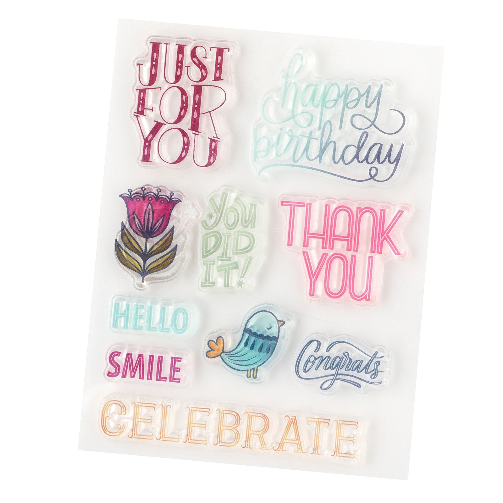 Pink Paislee Joyful Notes Clear Stamps - 10 Pieces