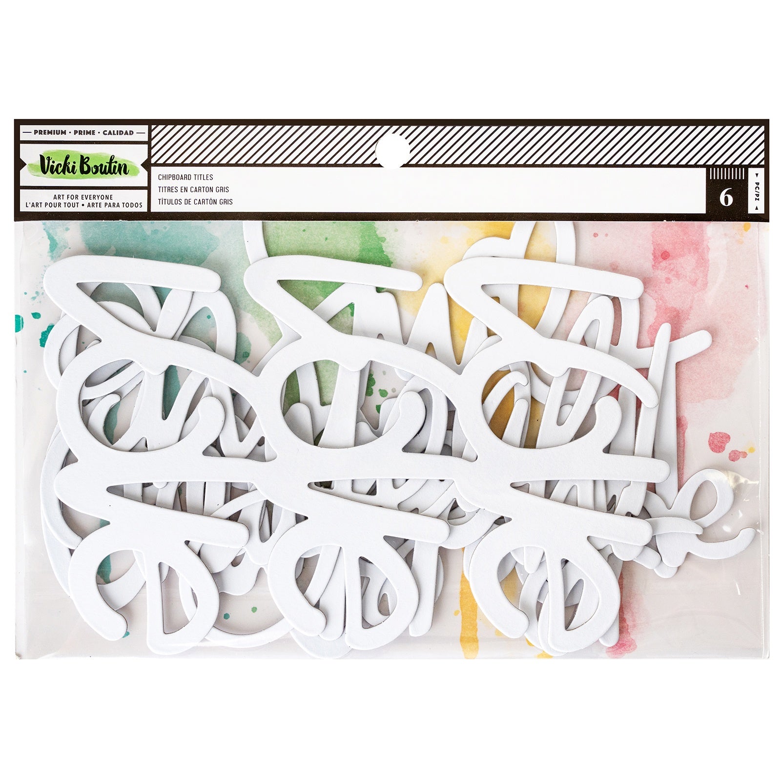 Vicki Boutin Mixed Media Chipboard Titles - 6 Pack