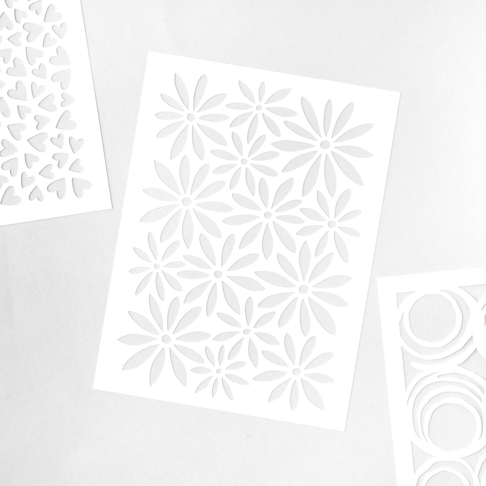 Vicki Boutin 5x7" Mixed Media Stencil Set - Flower, Heart & Spiral