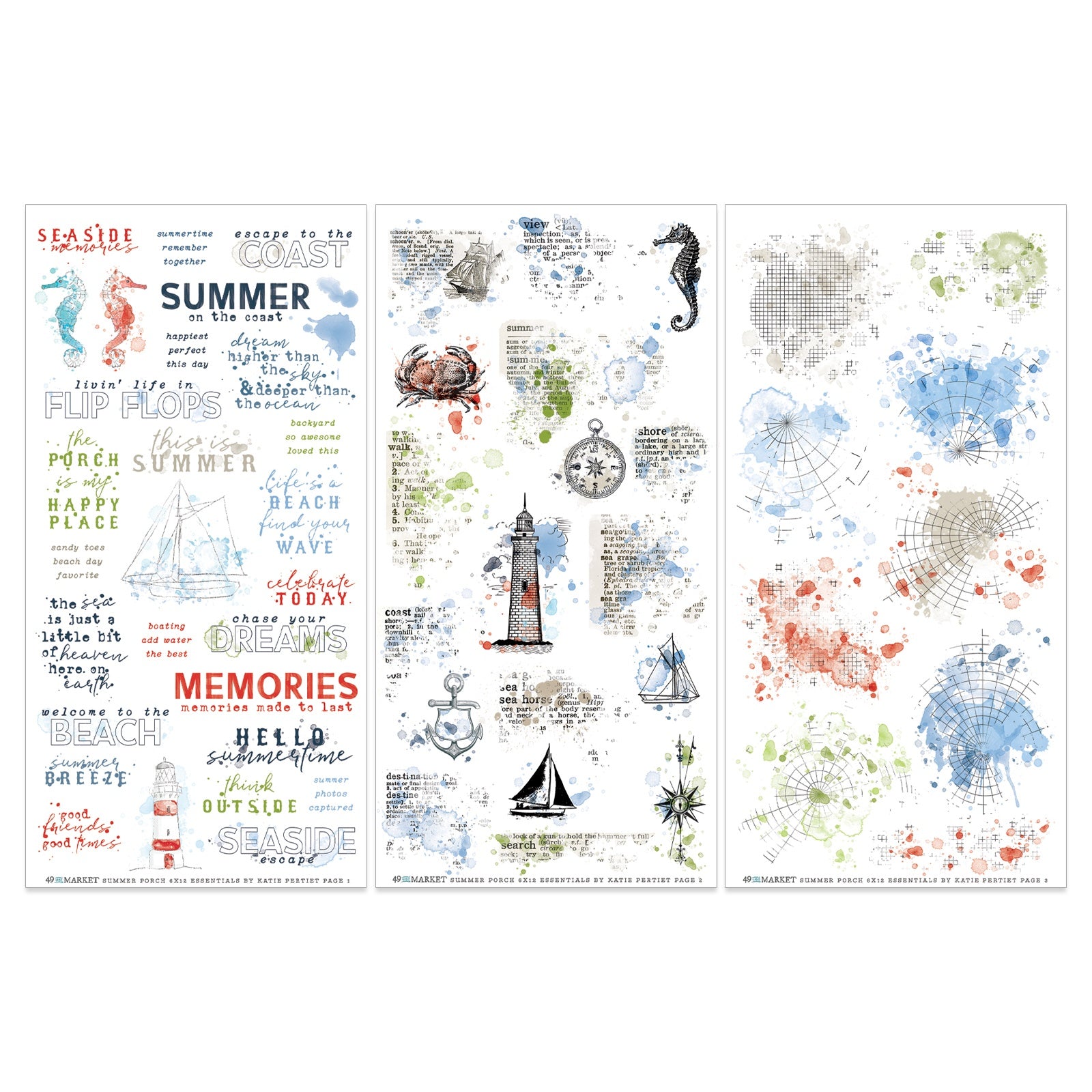 49 and Market Summer Porch Rub-on Transfer Set