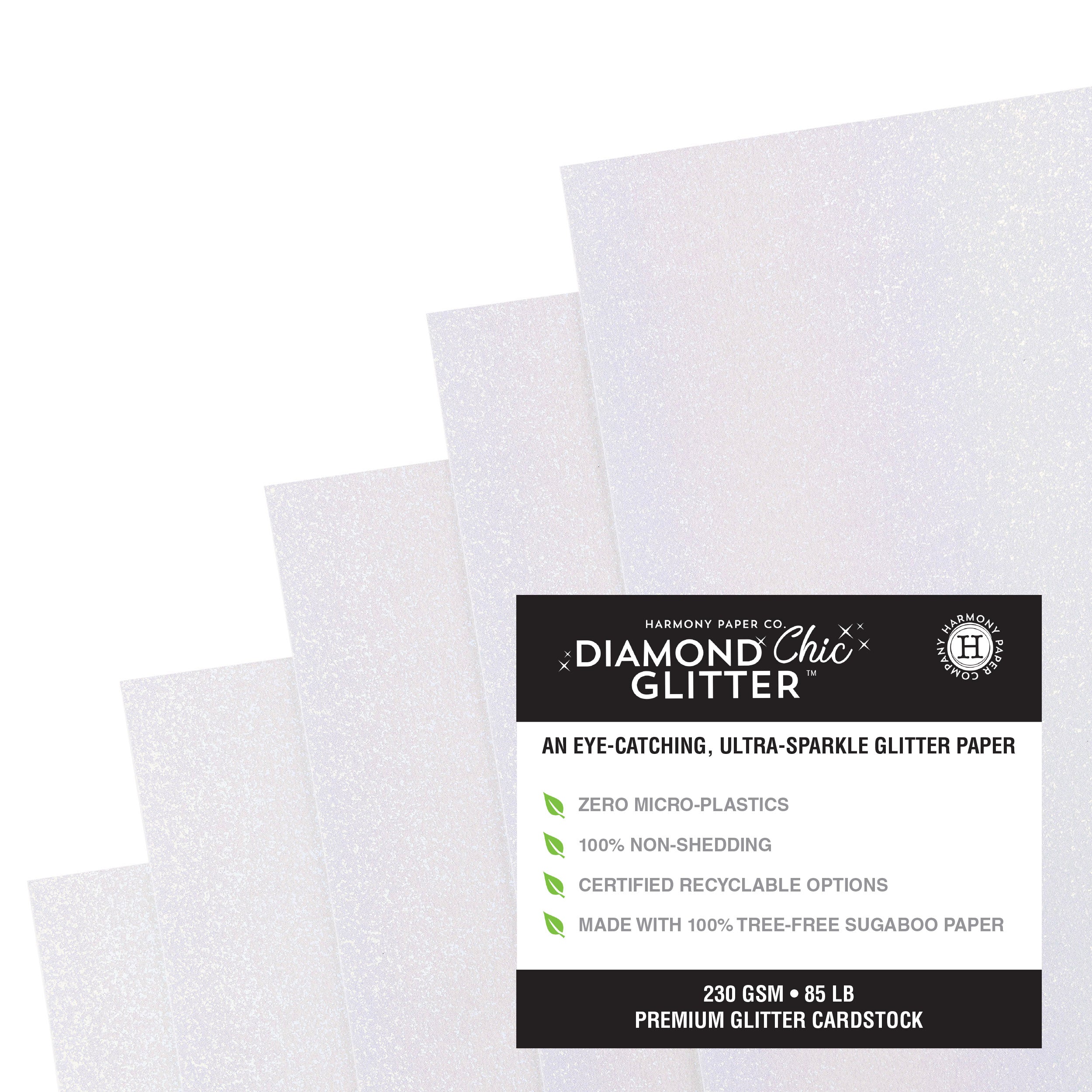 Diamond Chic No-Shed Glitter Cardstock Packs from Harmony Paper - Assorted Styles