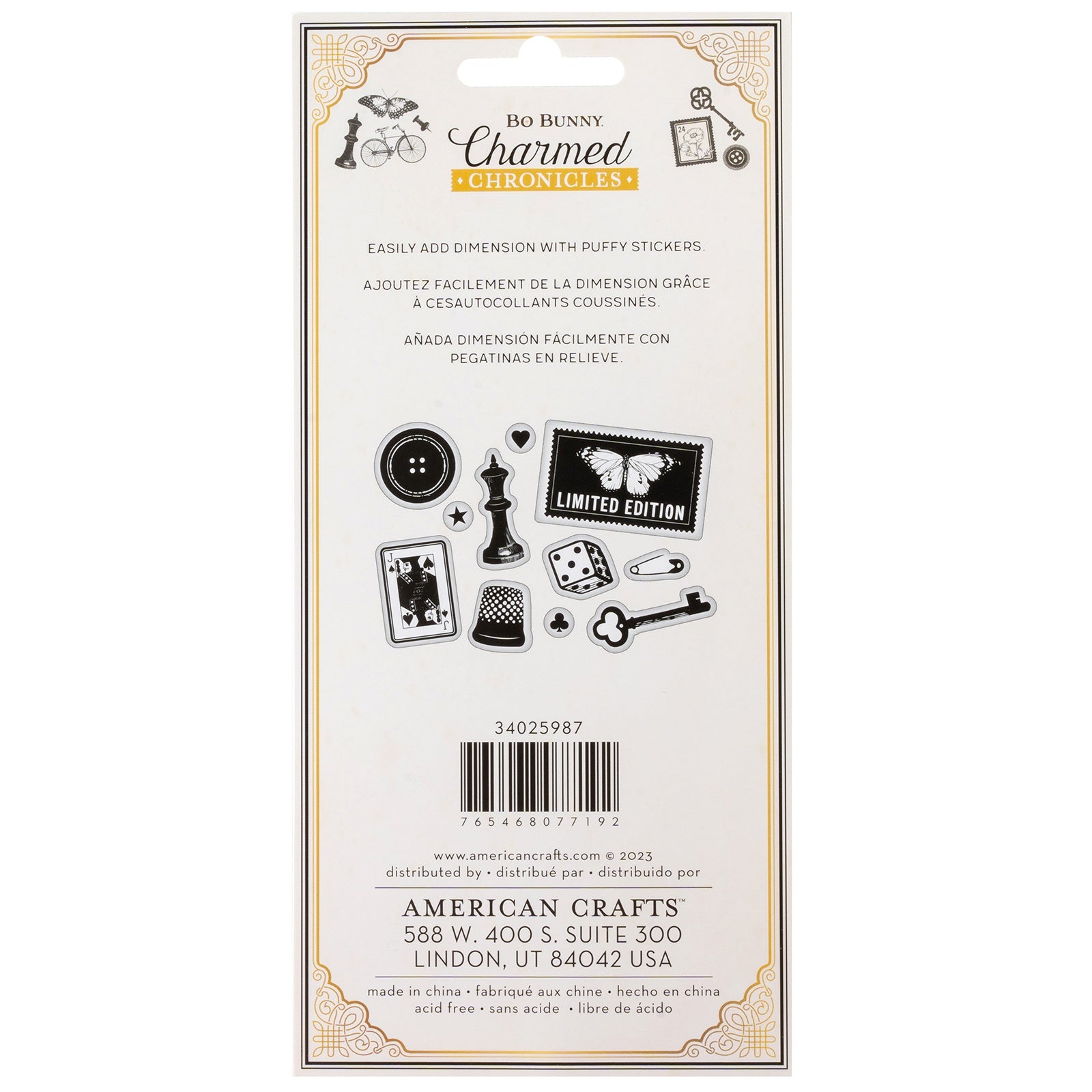 Bo Bunny Charmed Chronicles Puffy Stickers - Icons