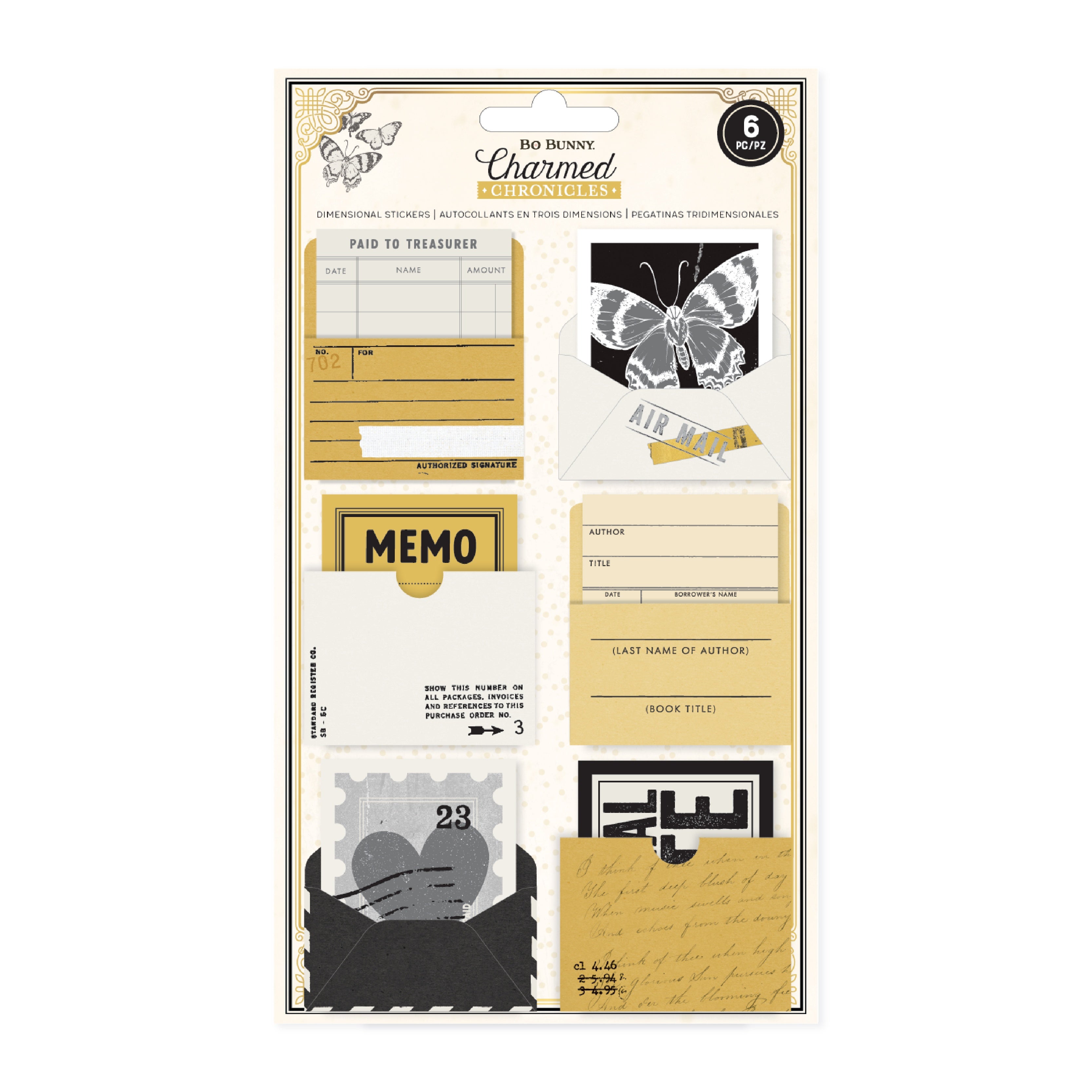 Bo Bunny Charmed Chronicles Dimensional Stickers - 6 Pieces