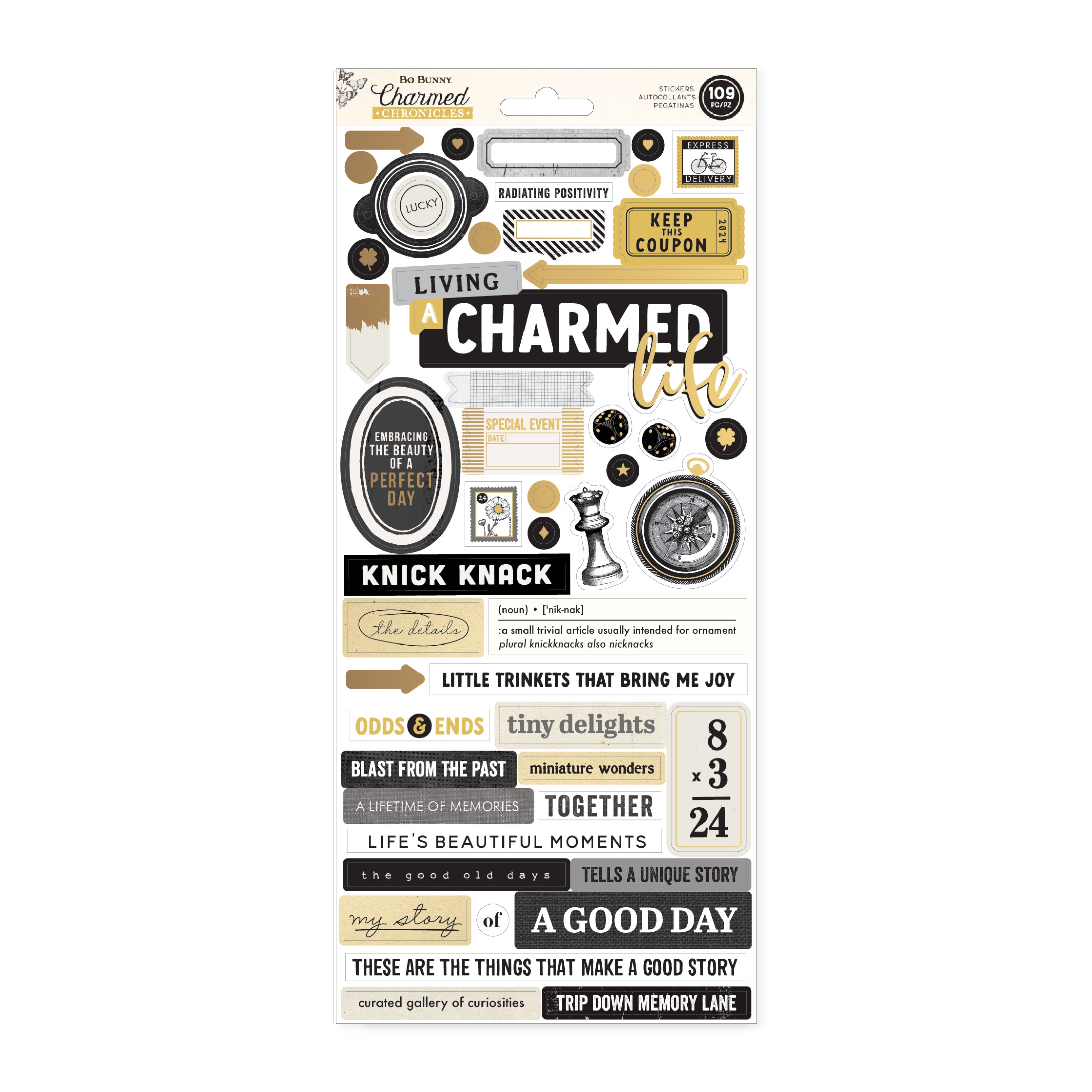 Bo Bunny Charmed Chronicles Cardstock Stickers - 109 Pieces