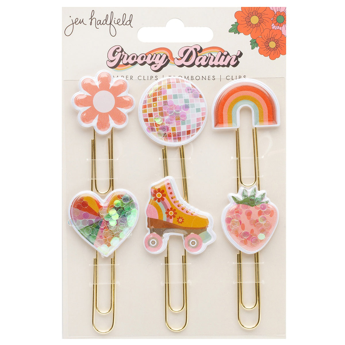 Jen Hadfield Groovy Darlin' Gold Paper Clips with Puffy Icons