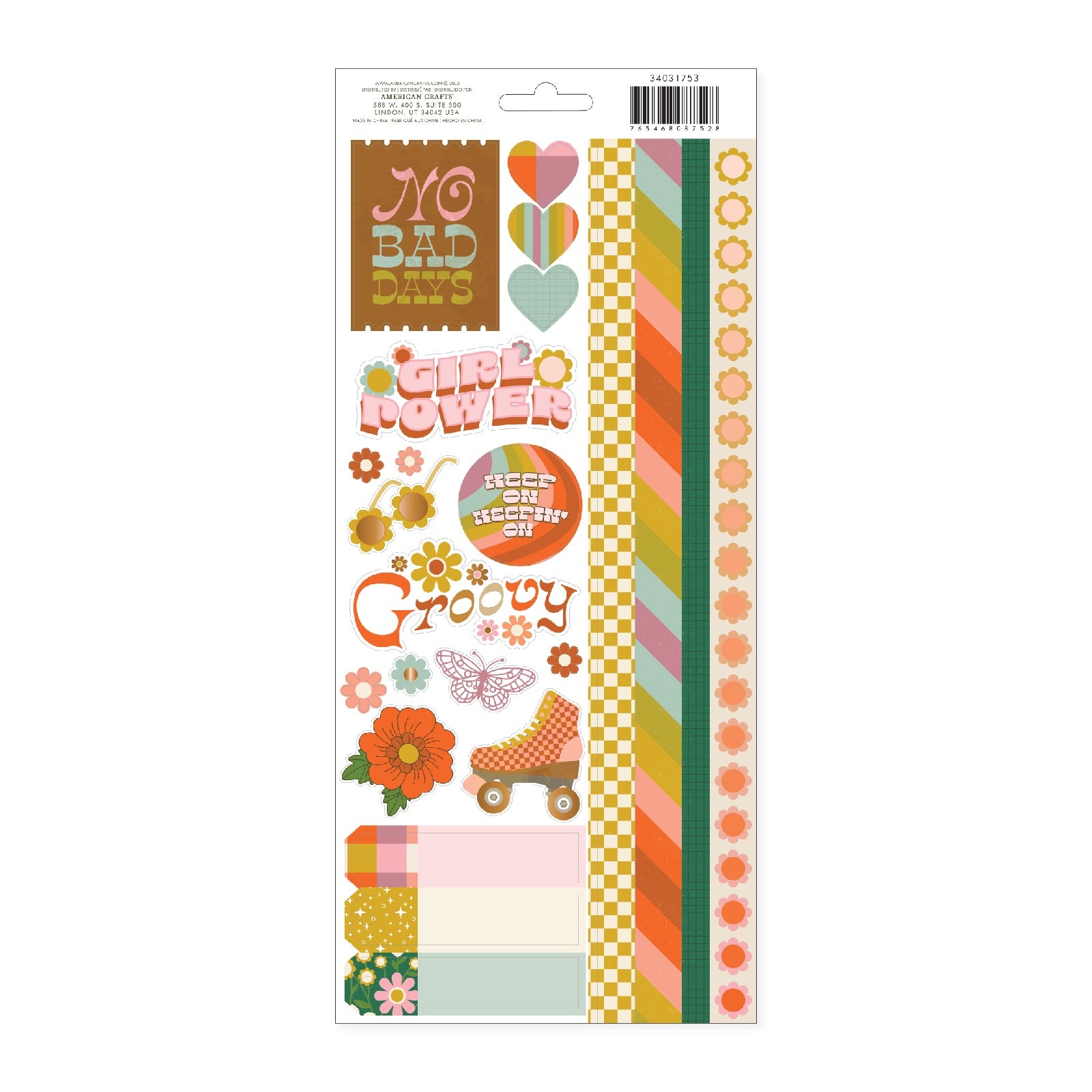 Jen Hadfield Groovy Darlin' Cardstock Stickers 6"X12" - 65 Pieces