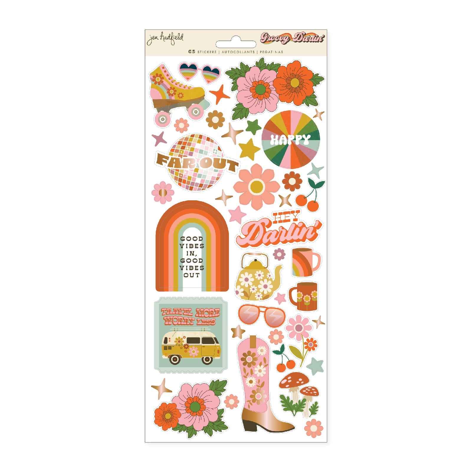 Jen Hadfield Groovy Darlin' Cardstock Stickers 6"X12" - 65 Pieces