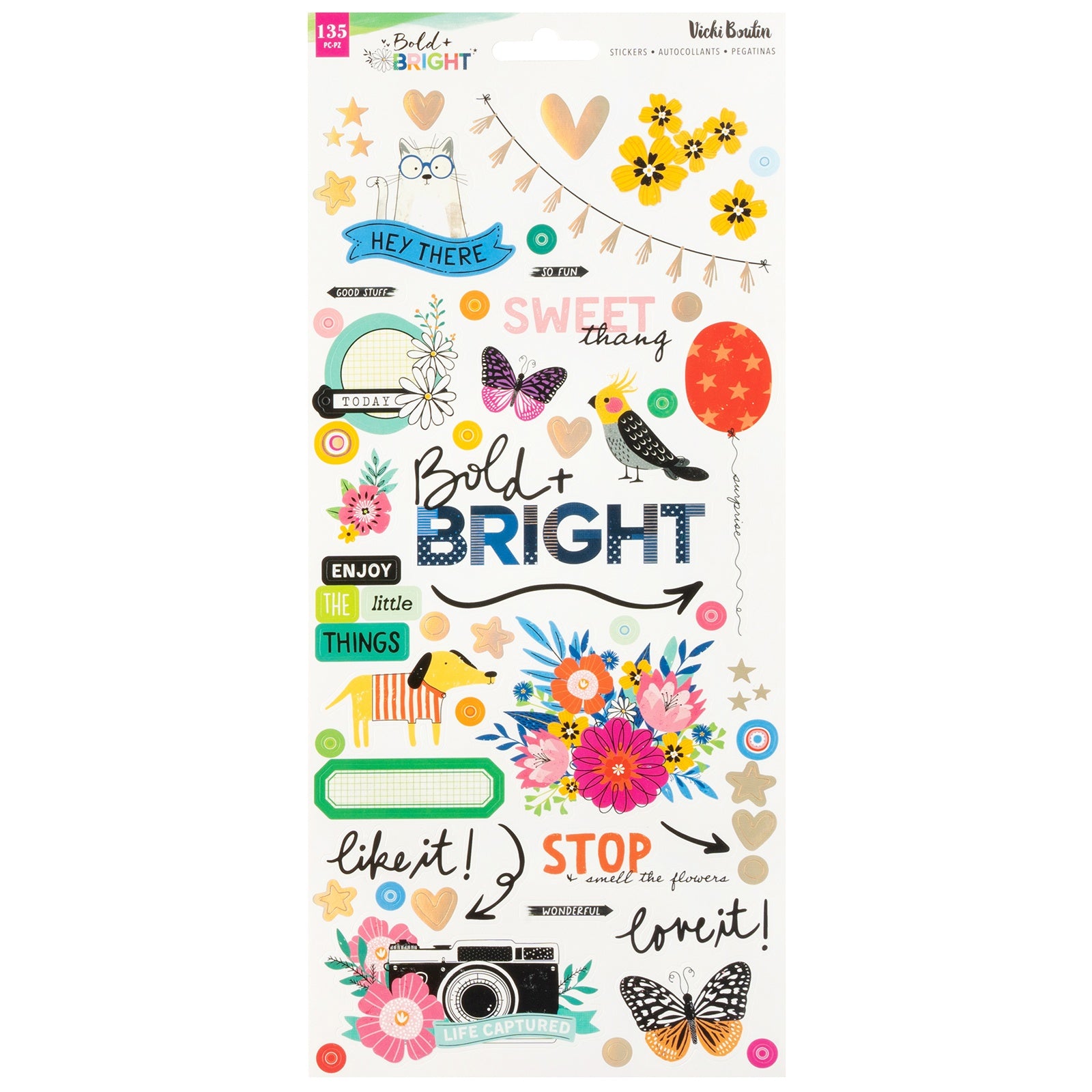 Vicki Boutin Bold And Bright Cardstock Stickers - 135 Pieces