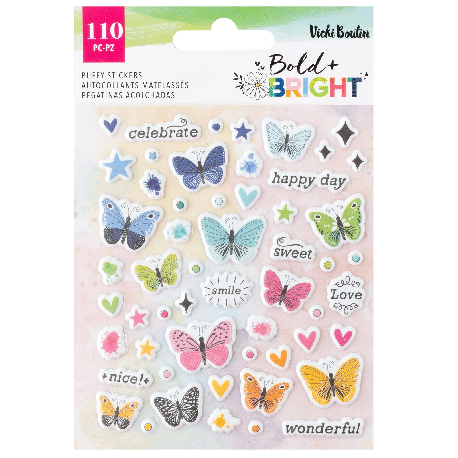 Vicki Boutin Bold And Bright Mini Puffy Stickers - 110 Pieces